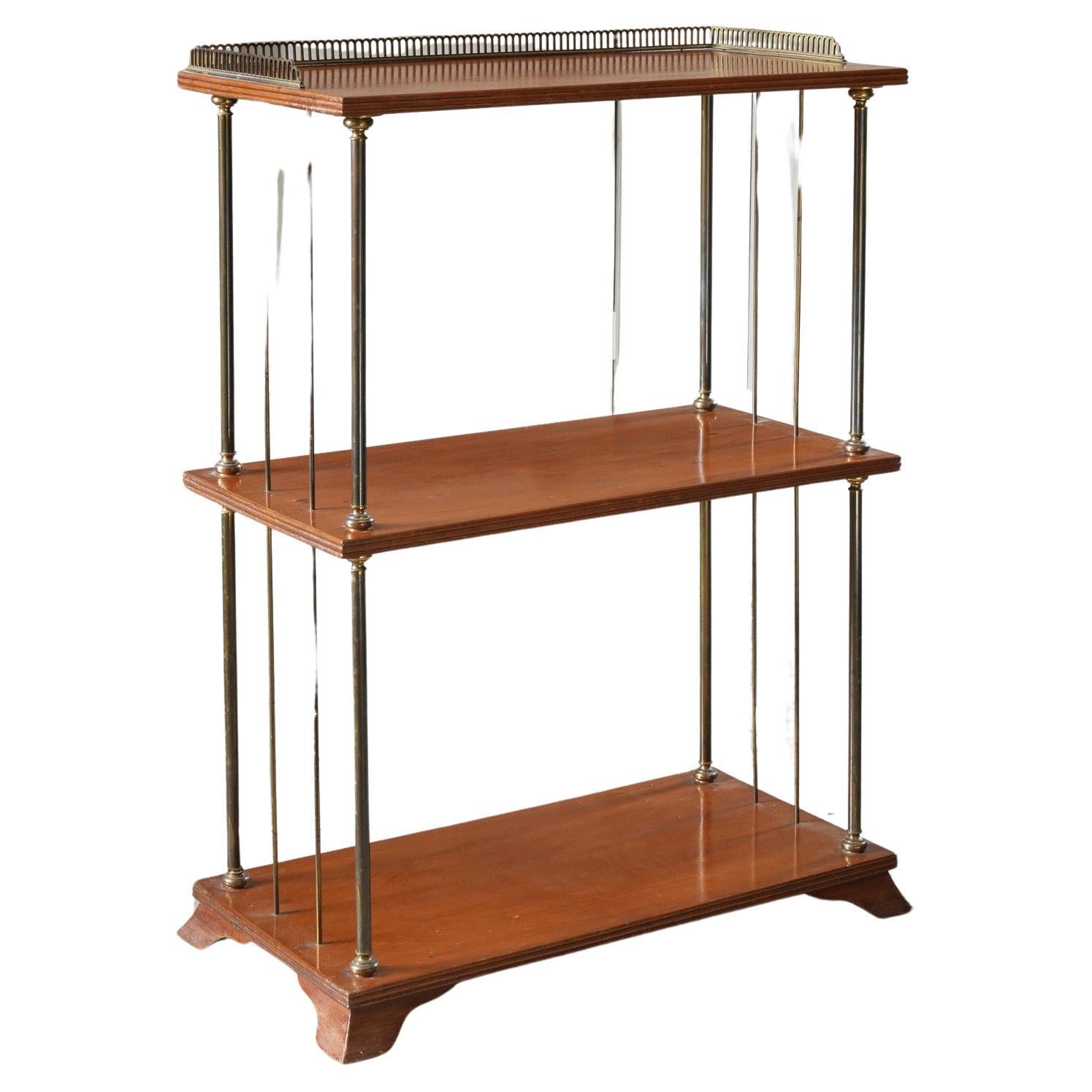 A Brass and Mahogany Etagere For Sale