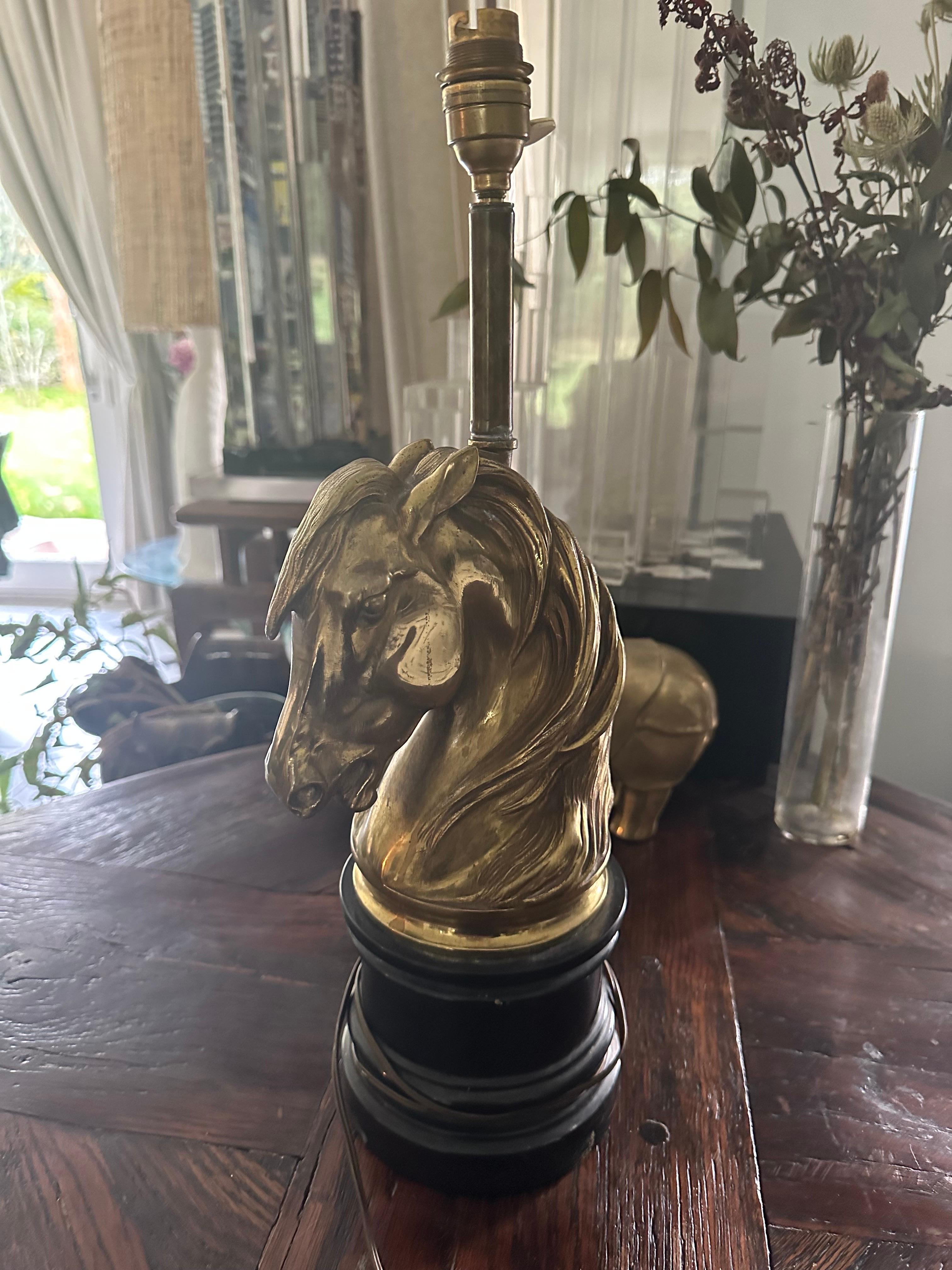 A brass and marble table lamp In Good Condition For Sale In Saint-Ouen, FR