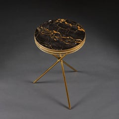 Brass and Marble Tripod Occasional Table after Maison Jansen