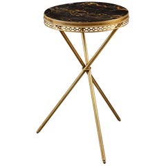 Brass and Marble Tripod Occasional Table after Maison Jansen