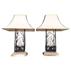 Brass and Matte Crystal Maison Baguès Table Lamp Brass and Matte Crystal Maison Baguès Table Lamp