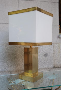 Brass and Resin Shade Midcentury Italian Table Lamp, 1970