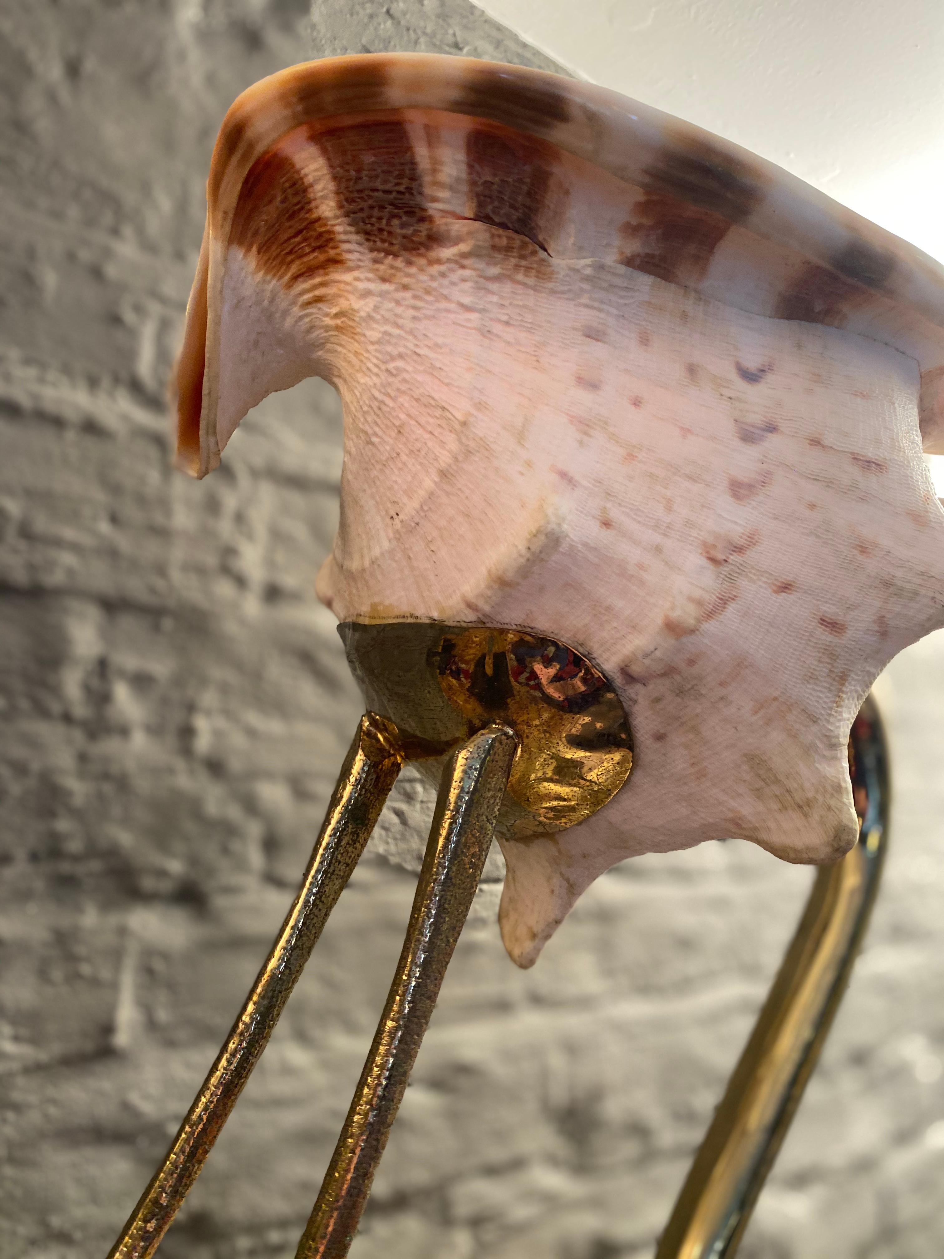 Brass and Shell Flamingo by Gabriella Binazzi Florence 5