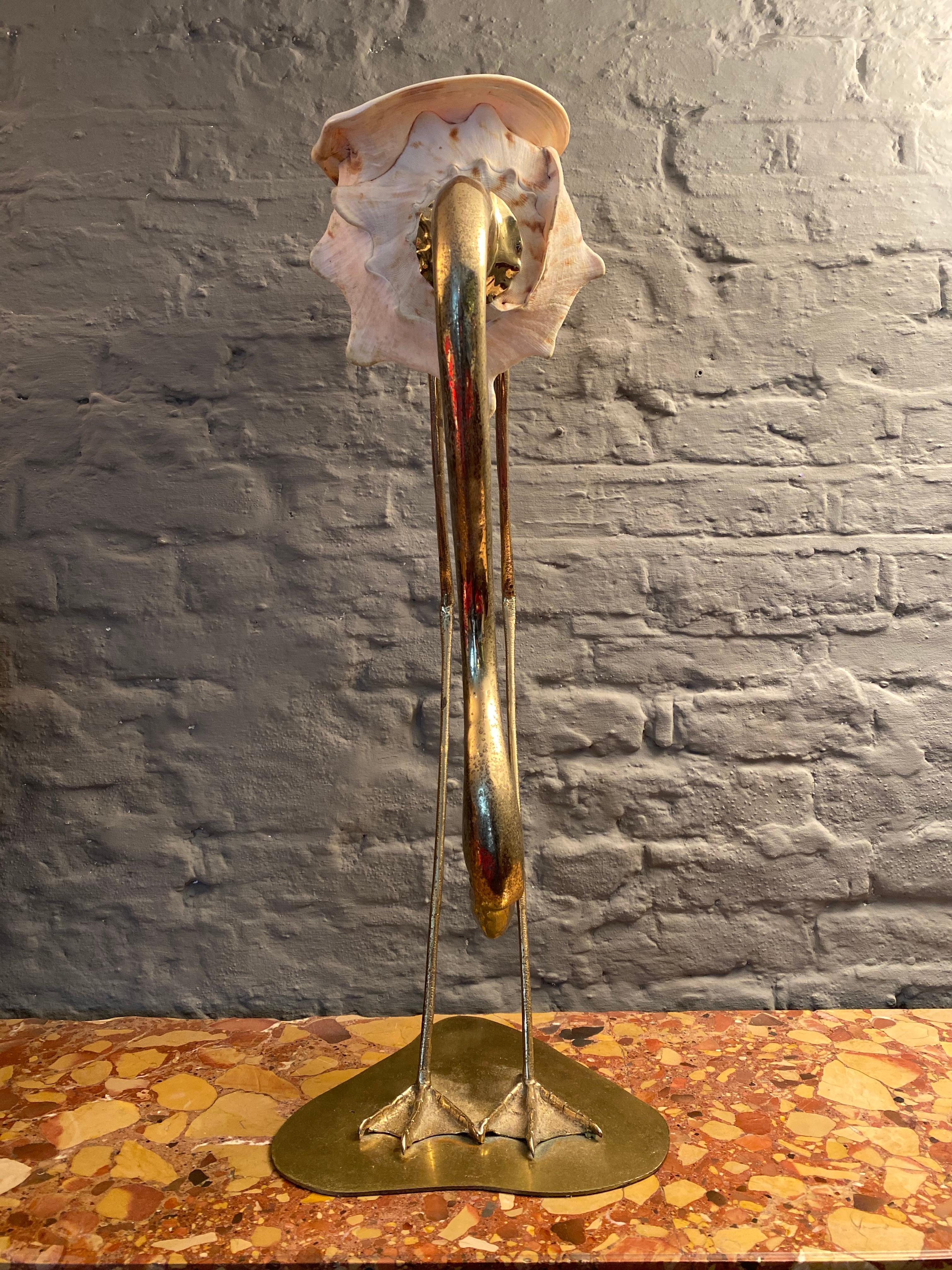 Brass and Shell Flamingo by Gabriella Binazzi Florence 8