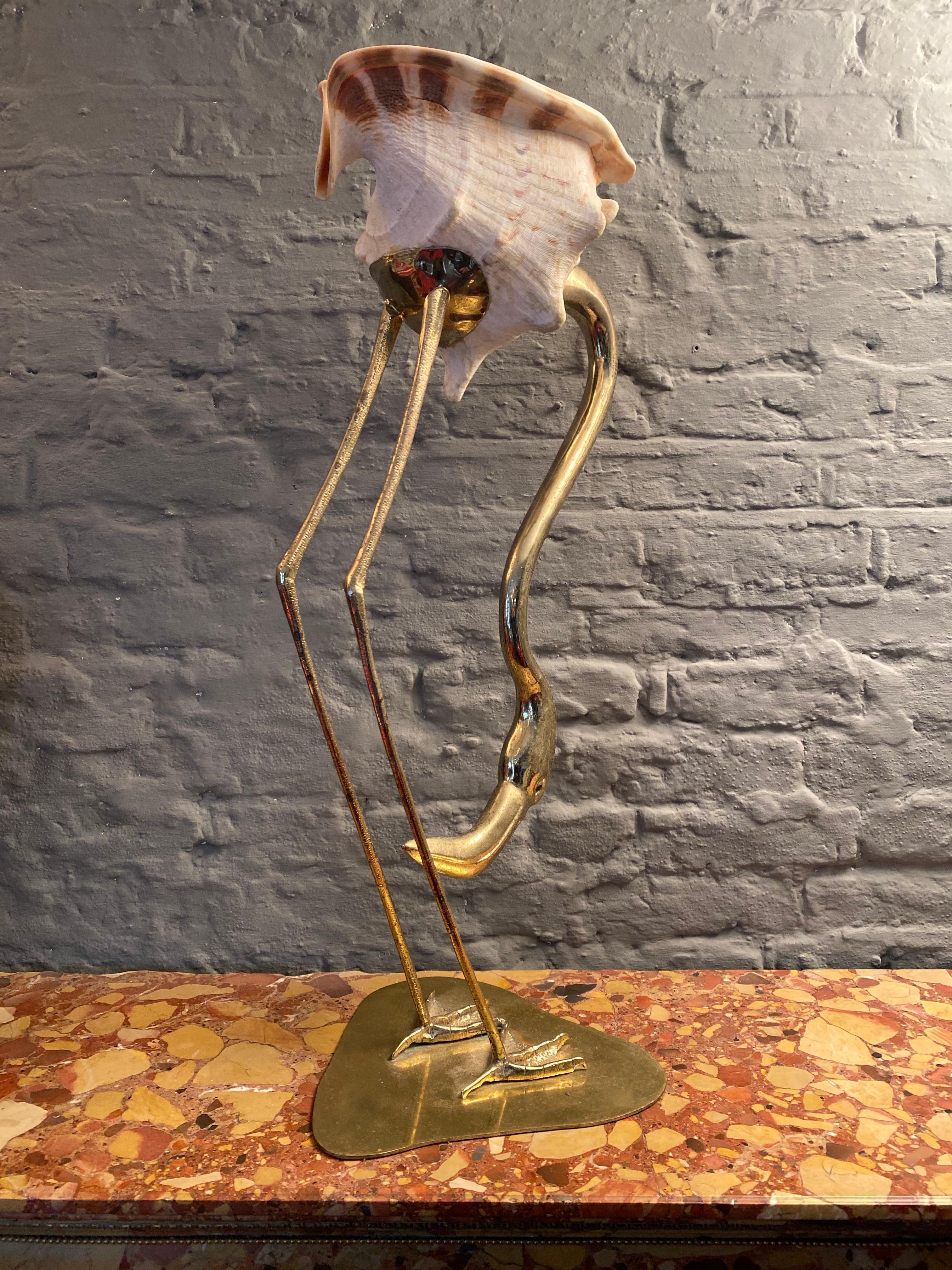 Brass and Shell Flamingo by Gabriella Binazzi Florence 9