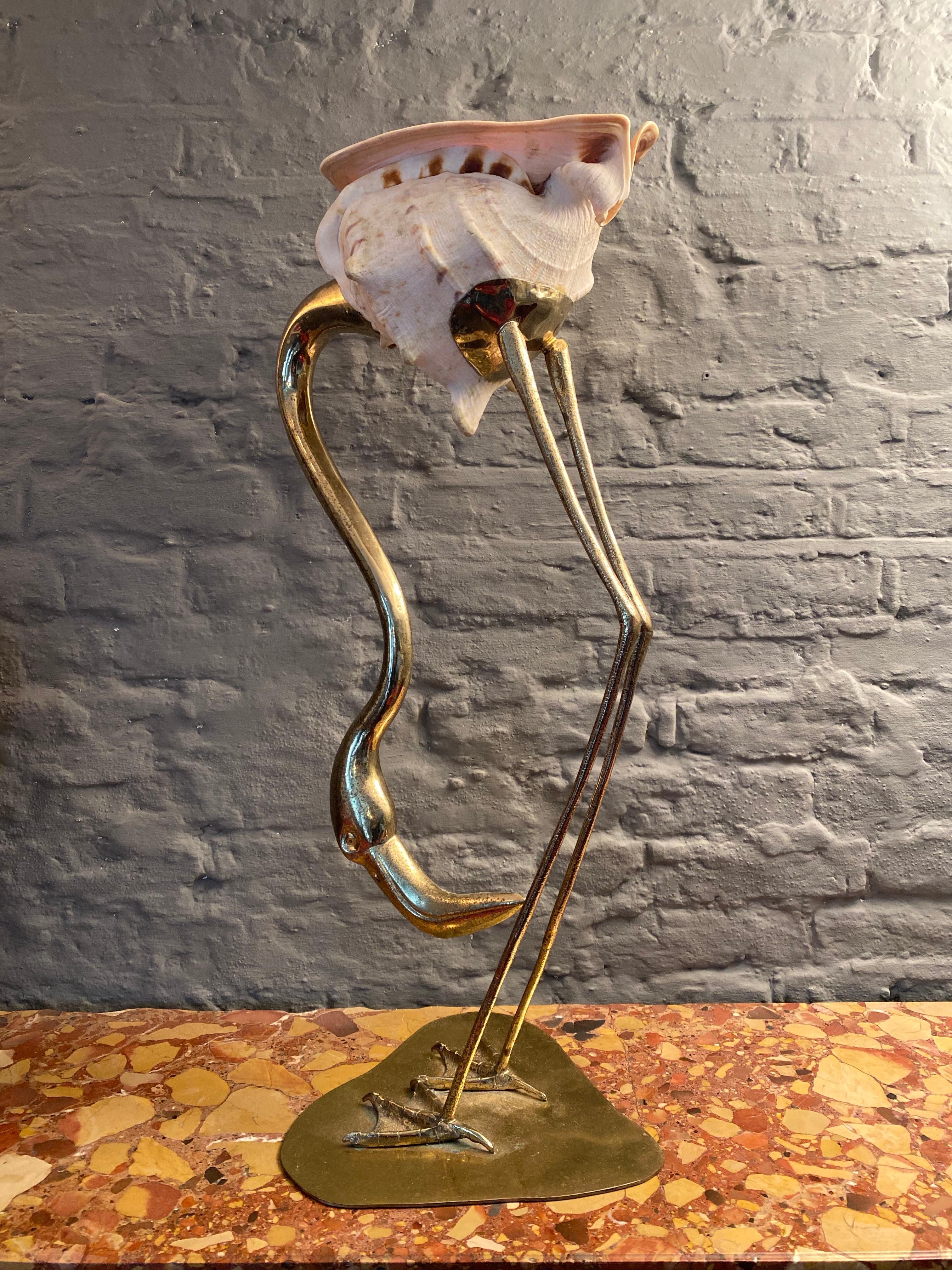Brass and Shell Flamingo by Gabriella Binazzi Florence 10
