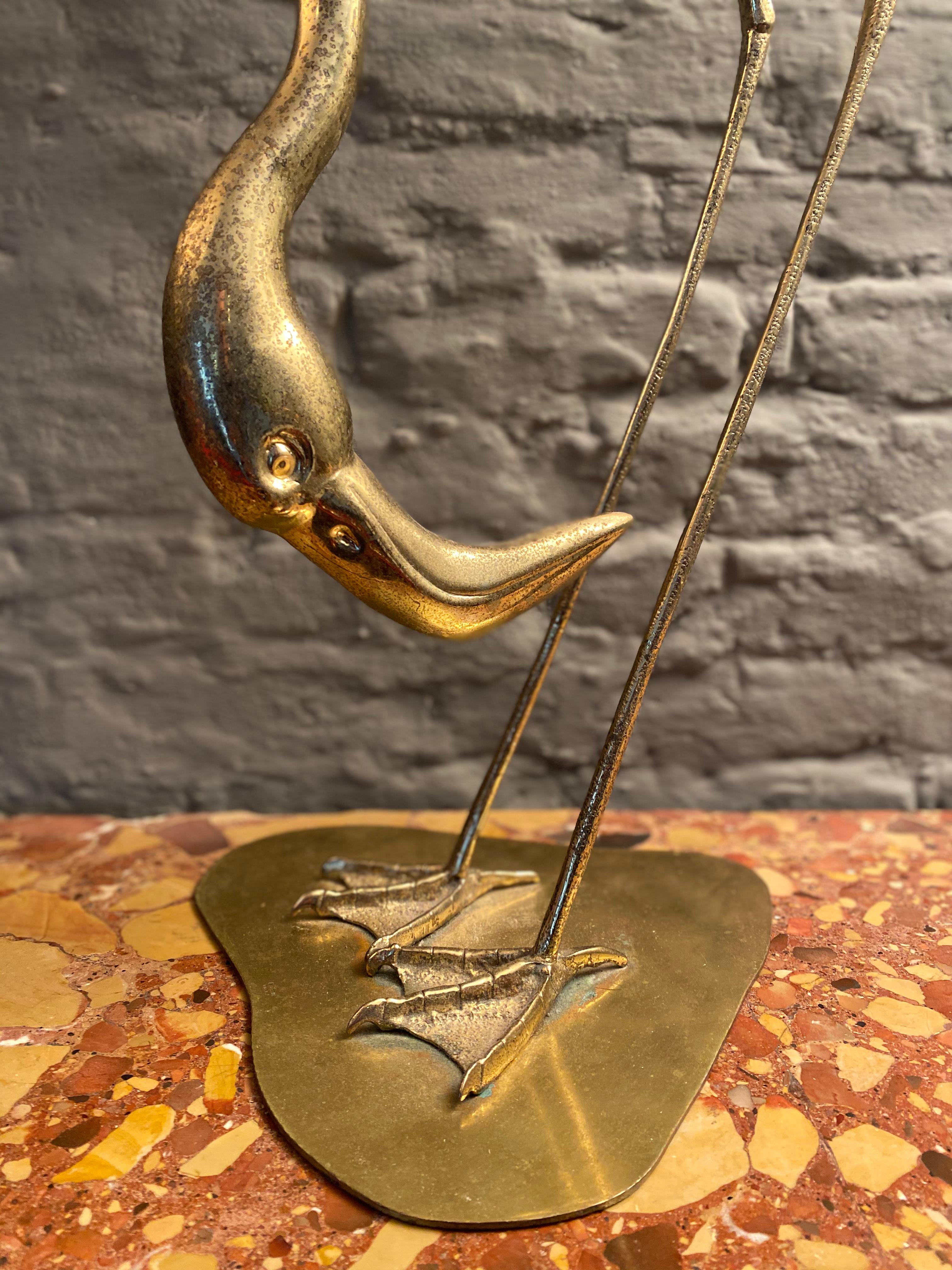 Italian Brass and Shell Flamingo by Gabriella Binazzi Florence
