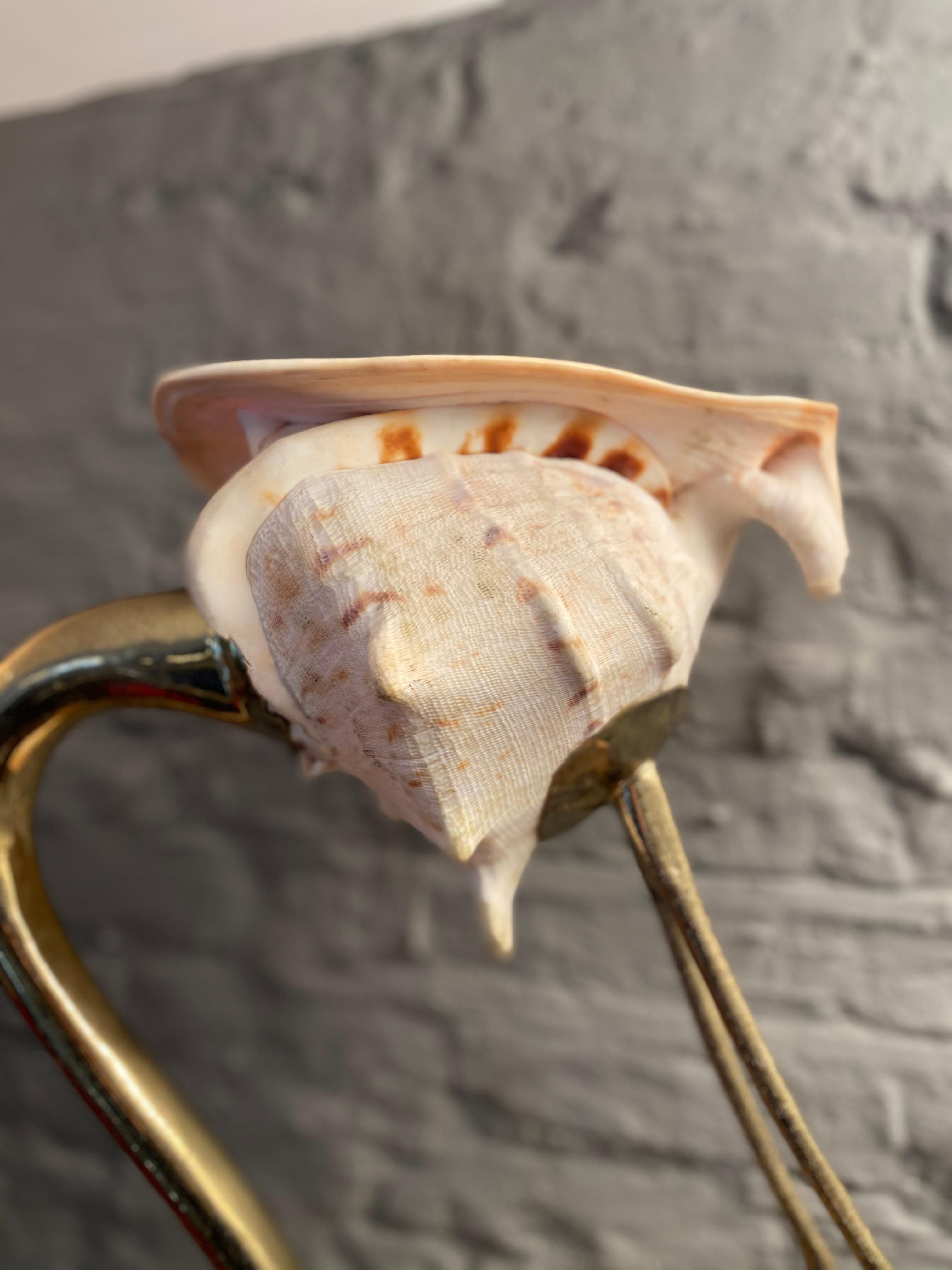 20th Century Brass and Shell Flamingo by Gabriella Binazzi Florence