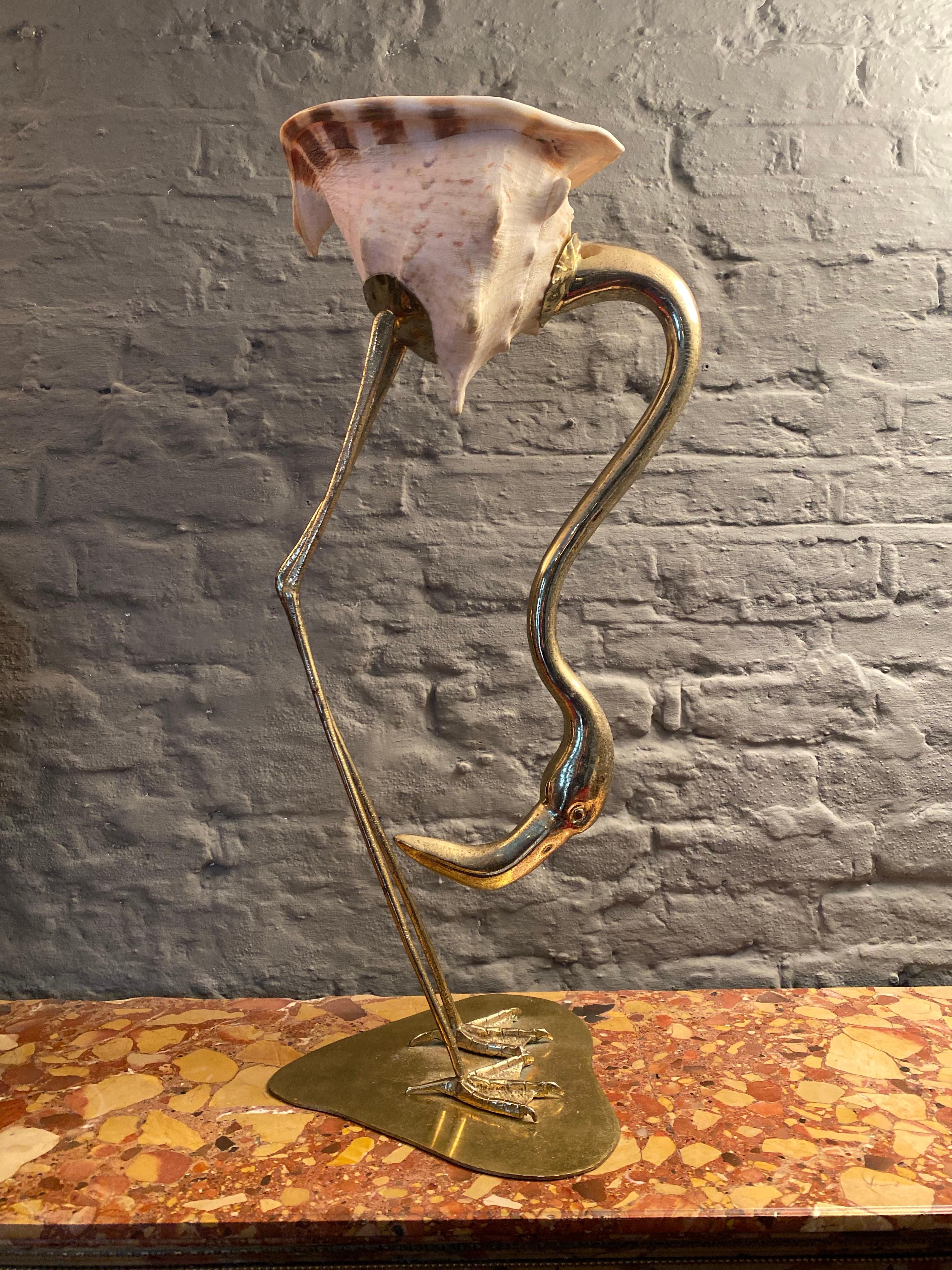 Brass and Shell Flamingo by Gabriella Binazzi Florence 3
