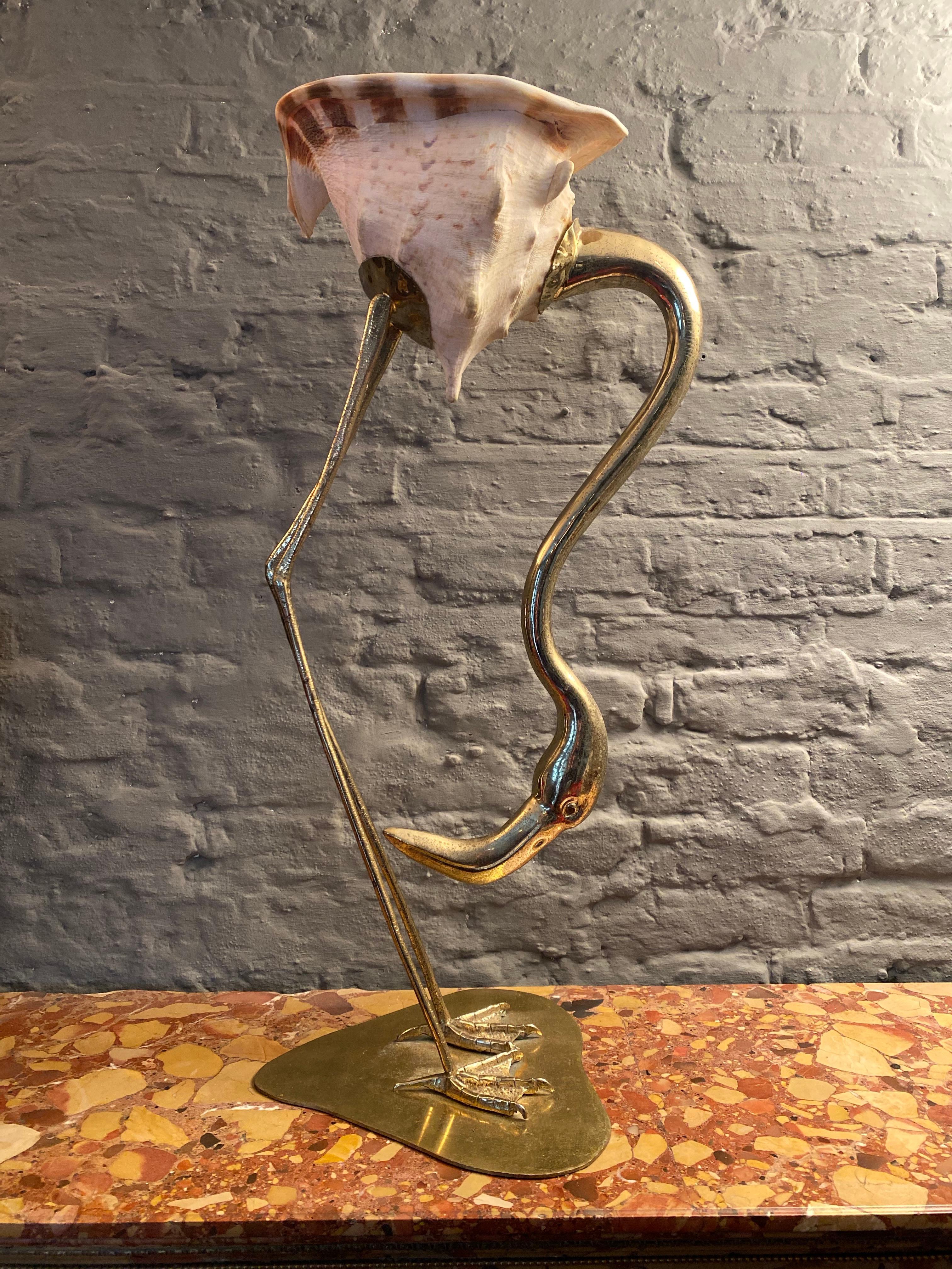 Brass and Shell Flamingo by Gabriella Binazzi Florence 4