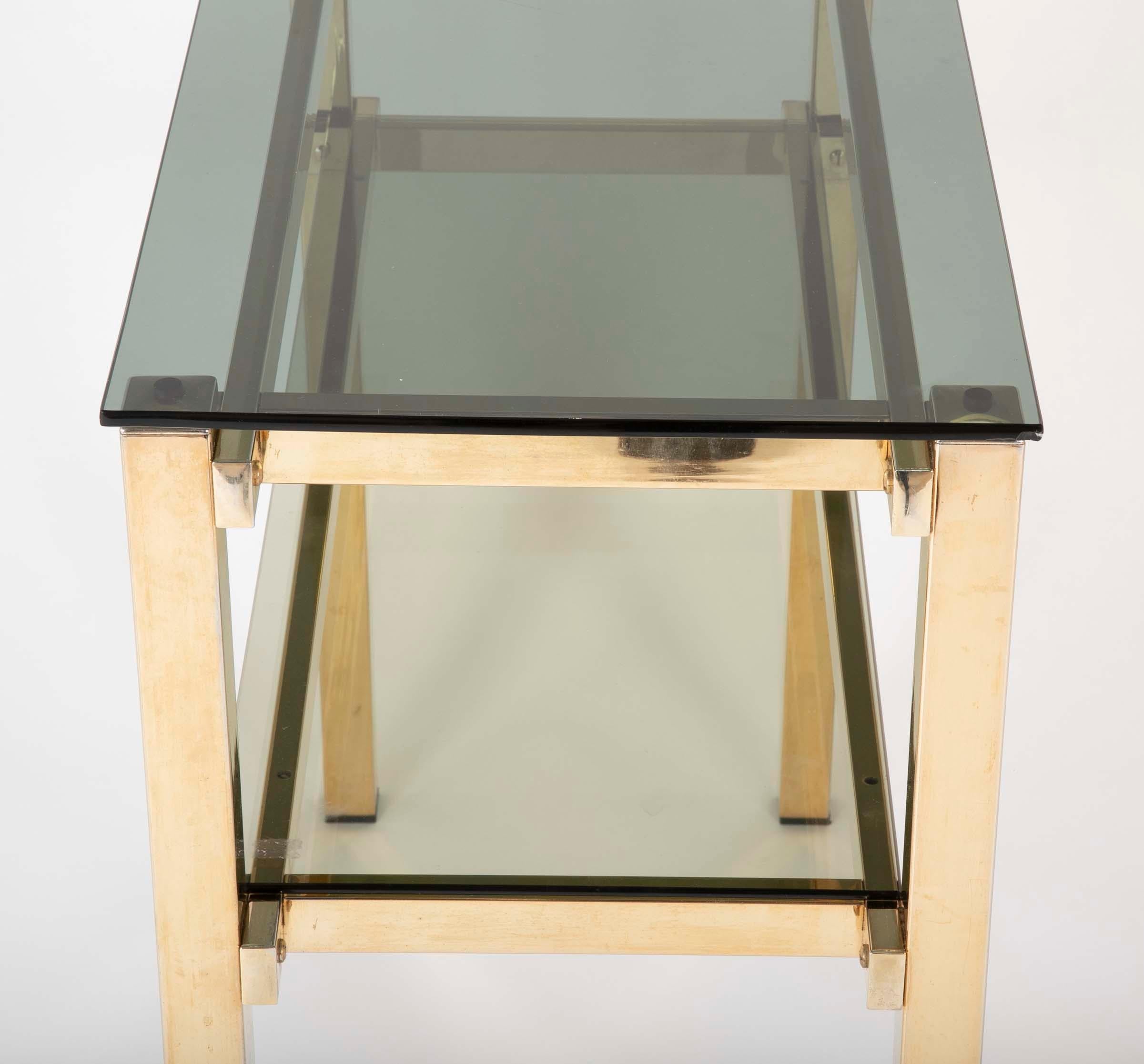 Brass and Smoked Glass Console Designed by Romeo Rega 2