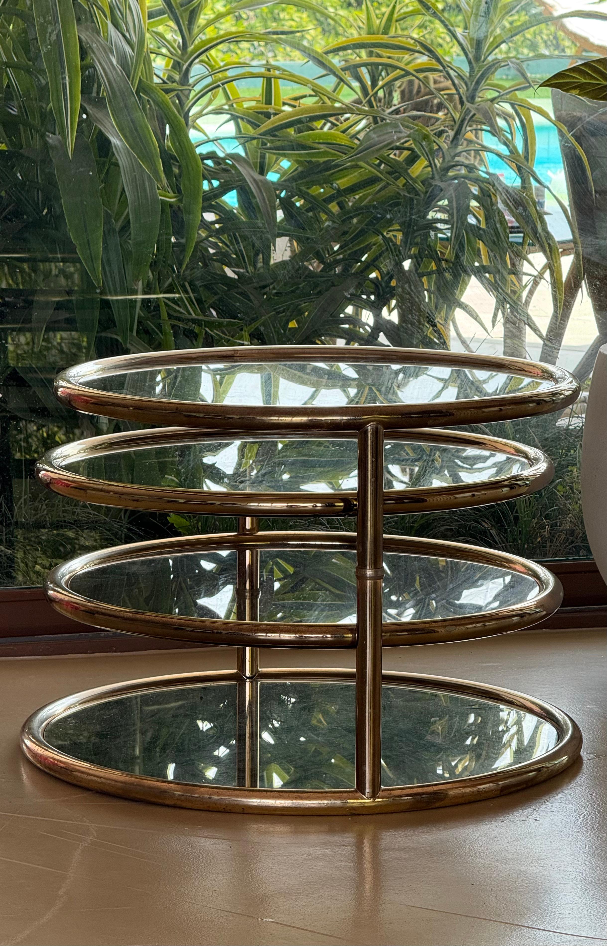 A brass and smoked glass “rings” coffee table, attr. Baughman, circa 1970 For Sale 13