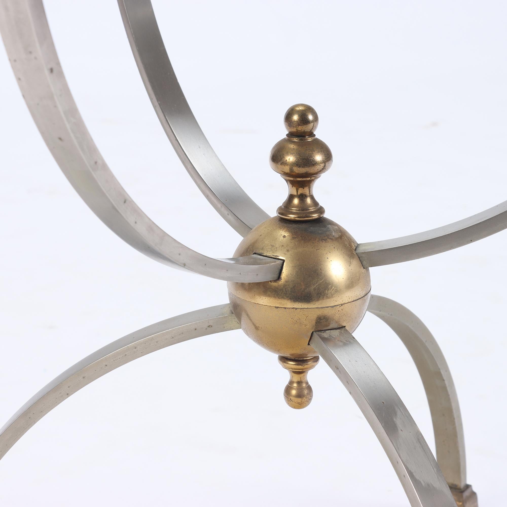 Mid-Century Modern Brass and Steel Glass Top Occasional Table, circa 1970