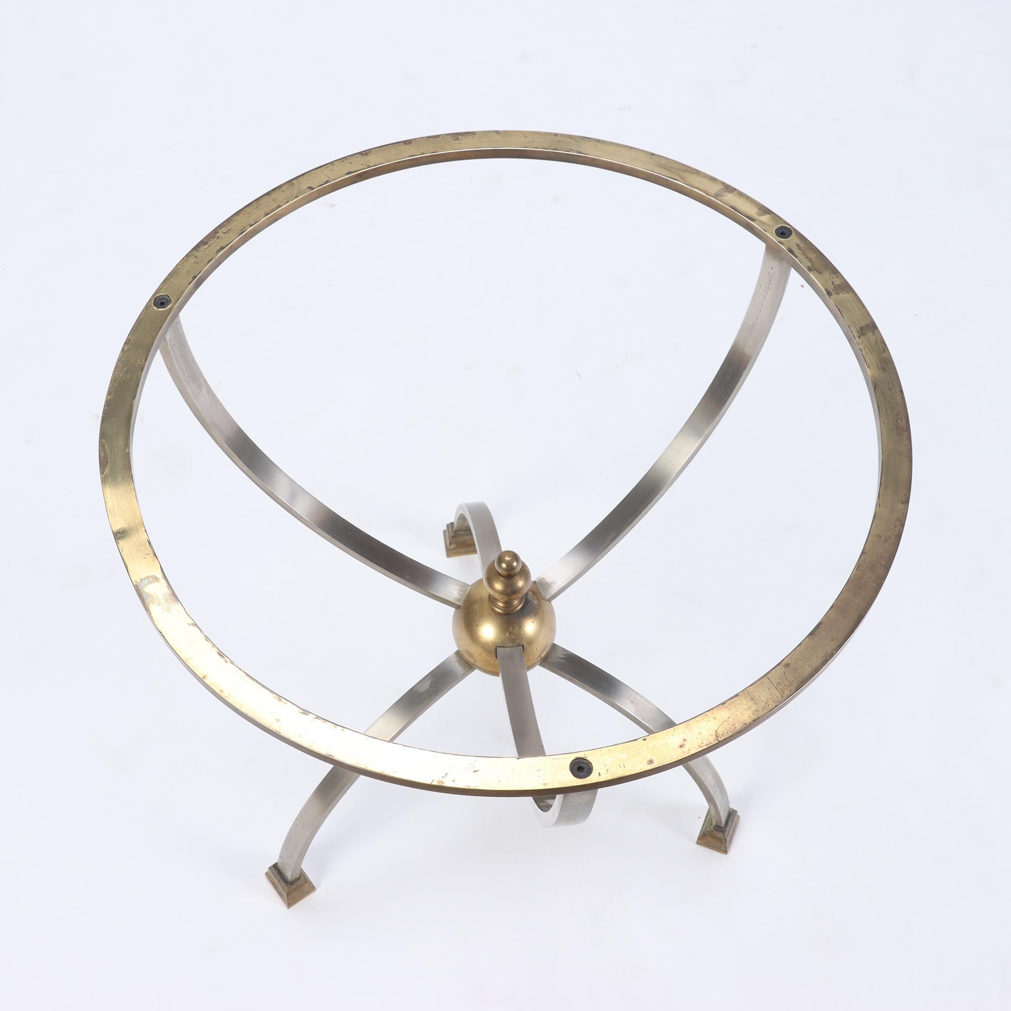 20th Century Brass and Steel Glass Top Occasional Table, circa 1970