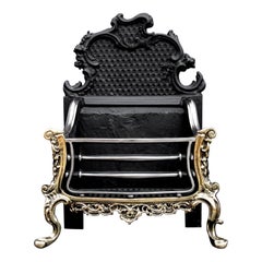 Grille de cheminée rococo en laiton et acier