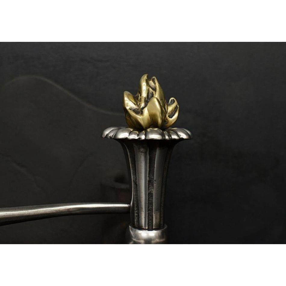Edwardian A Brass and Steel Torch Firegrate, circa 1900 For Sale