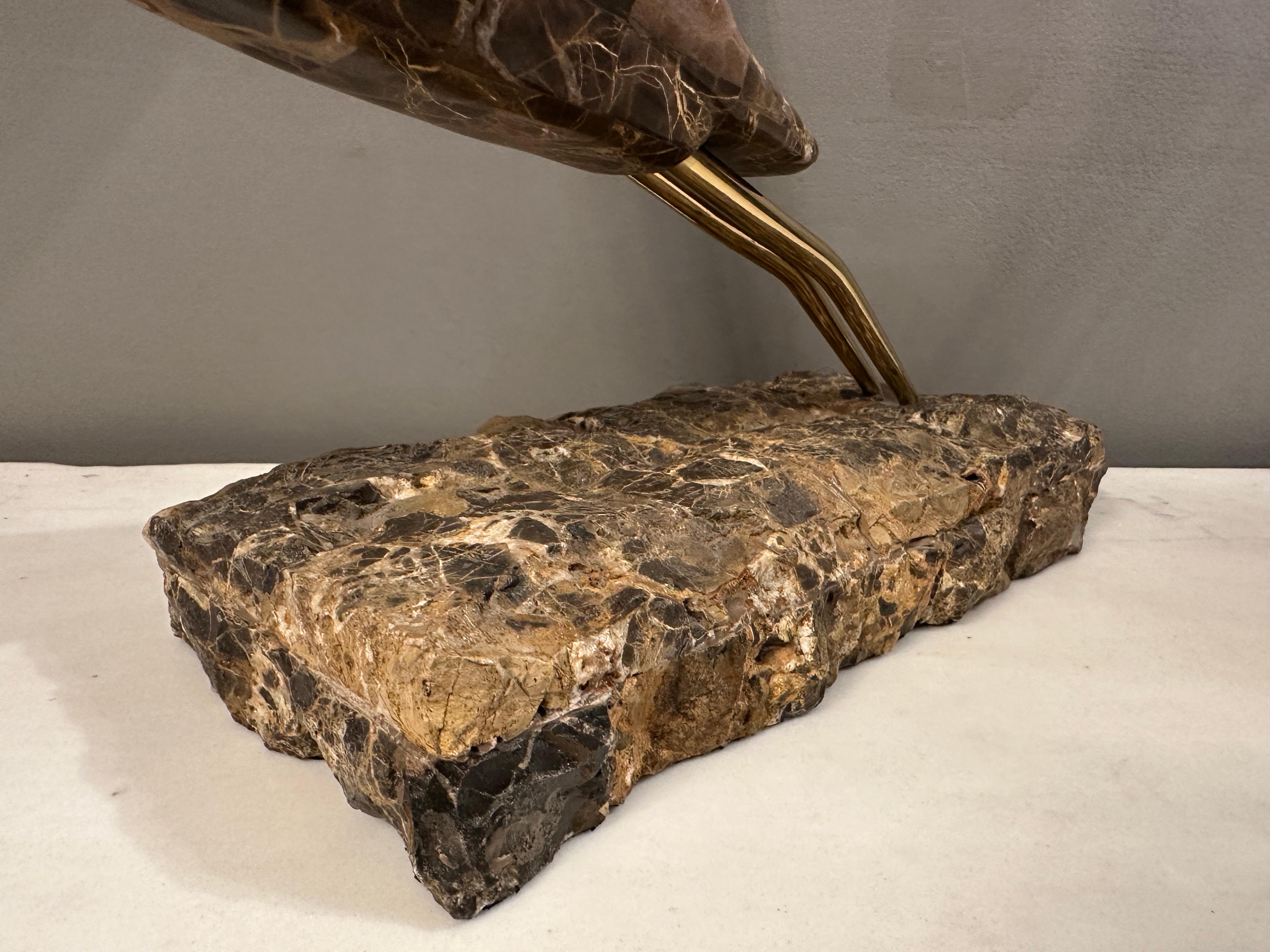 A Brass And Tessellated Marble Maitland Smith Bird In Good Condition For Sale In London, GB
