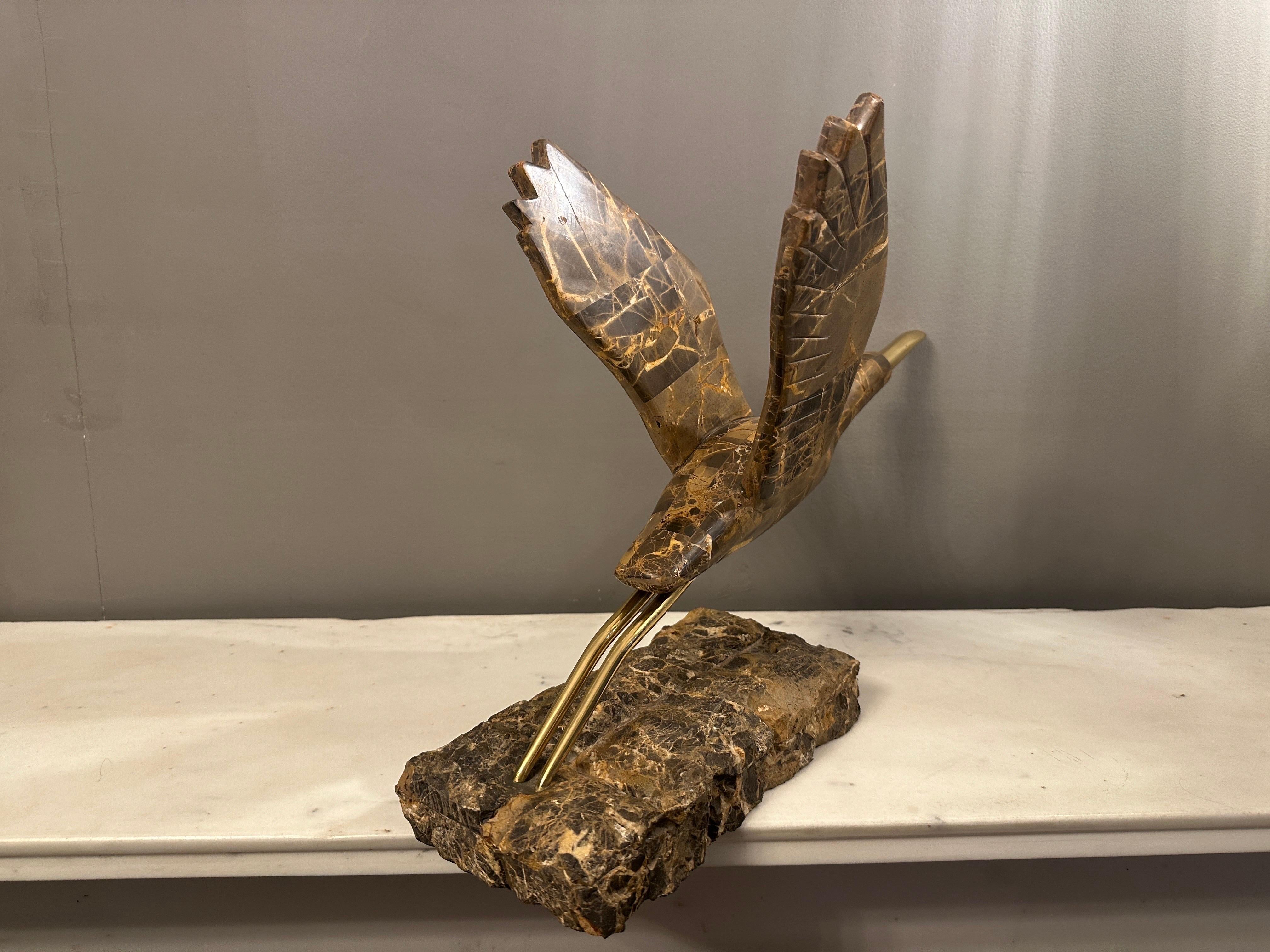 A Brass And Tessellated Marble Maitland Smith Bird For Sale 1