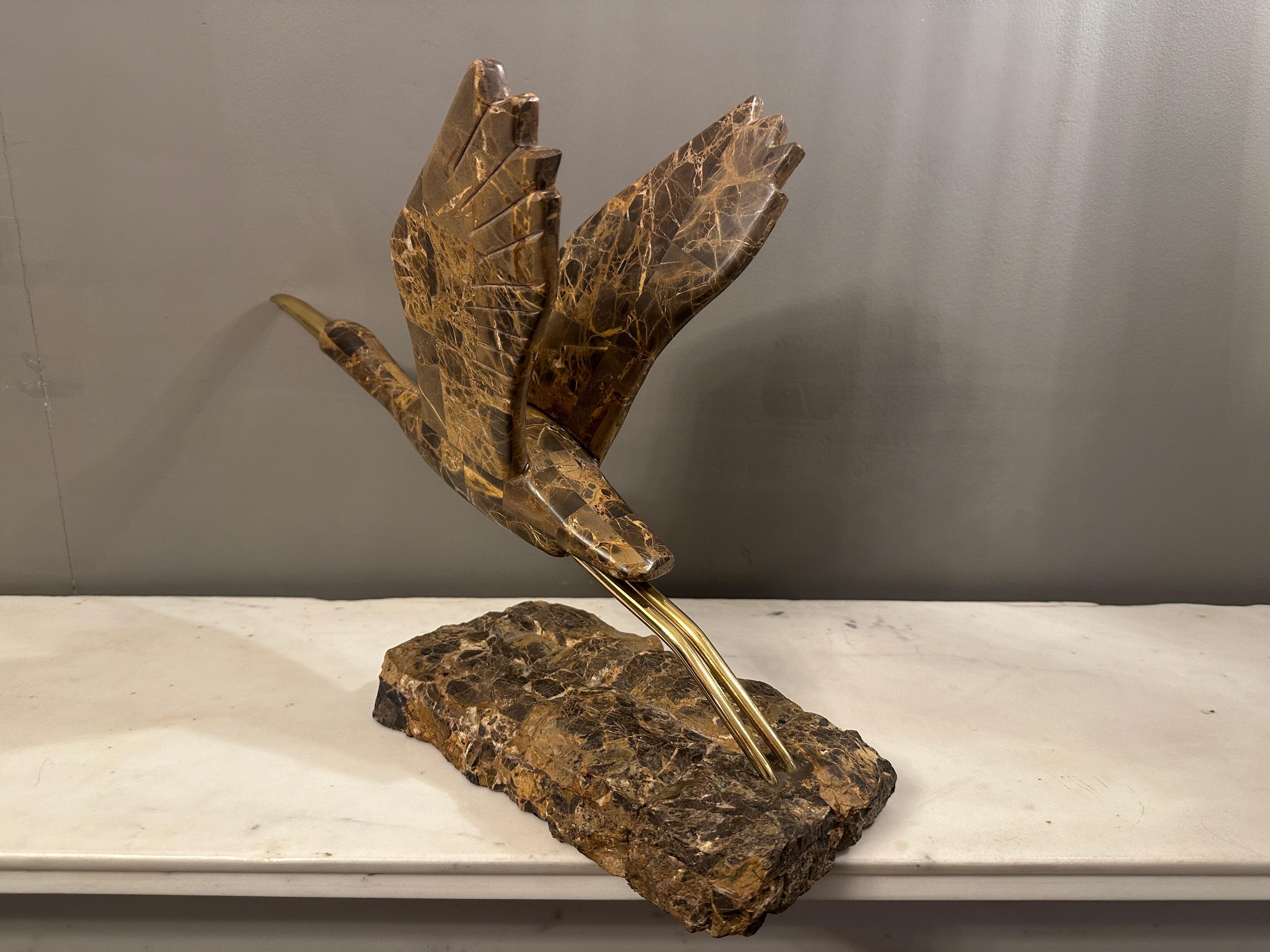 A Brass And Tessellated Marble Maitland Smith Bird For Sale 2