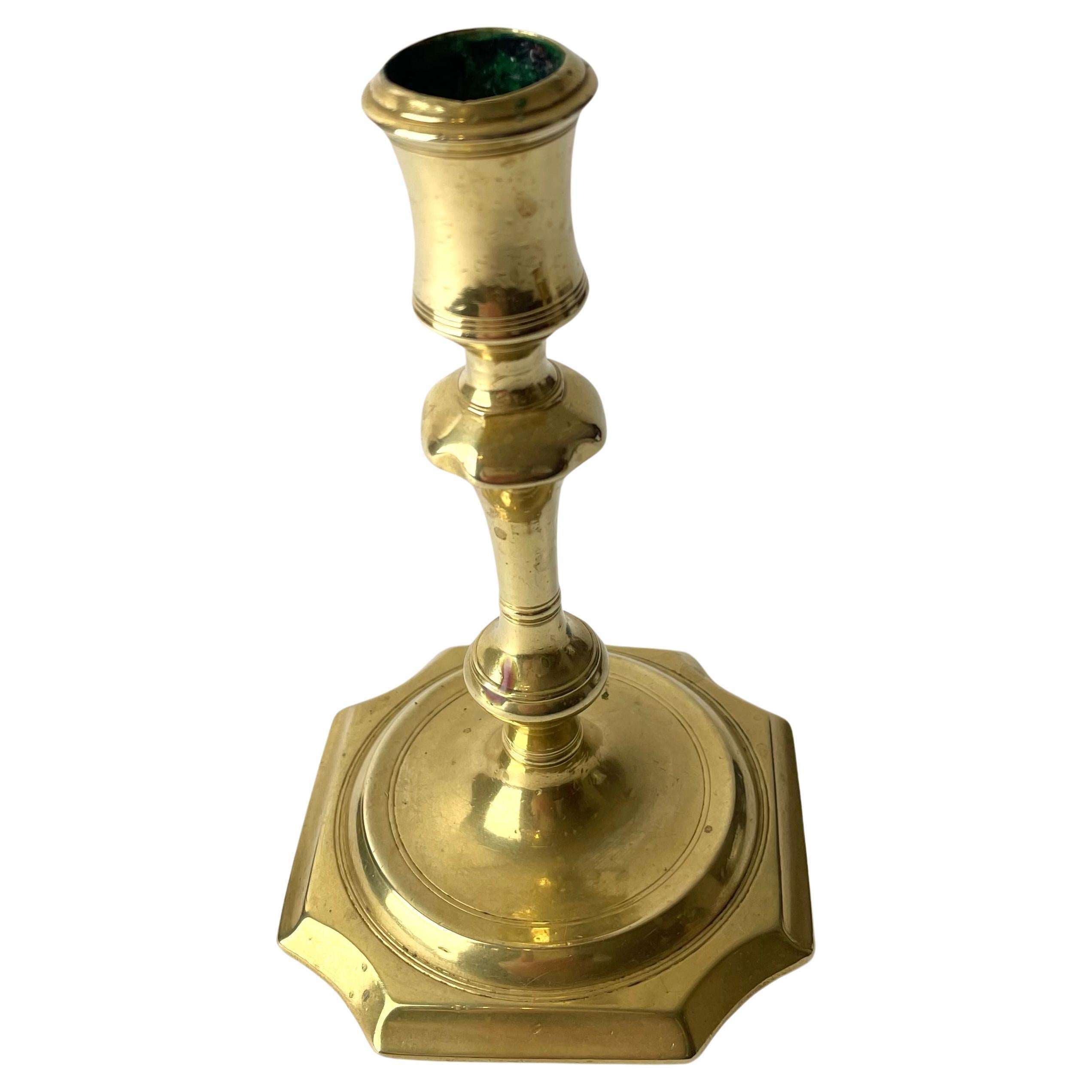 A Brass Candlestick in Swedish Baroque, early 18th Century For Sale