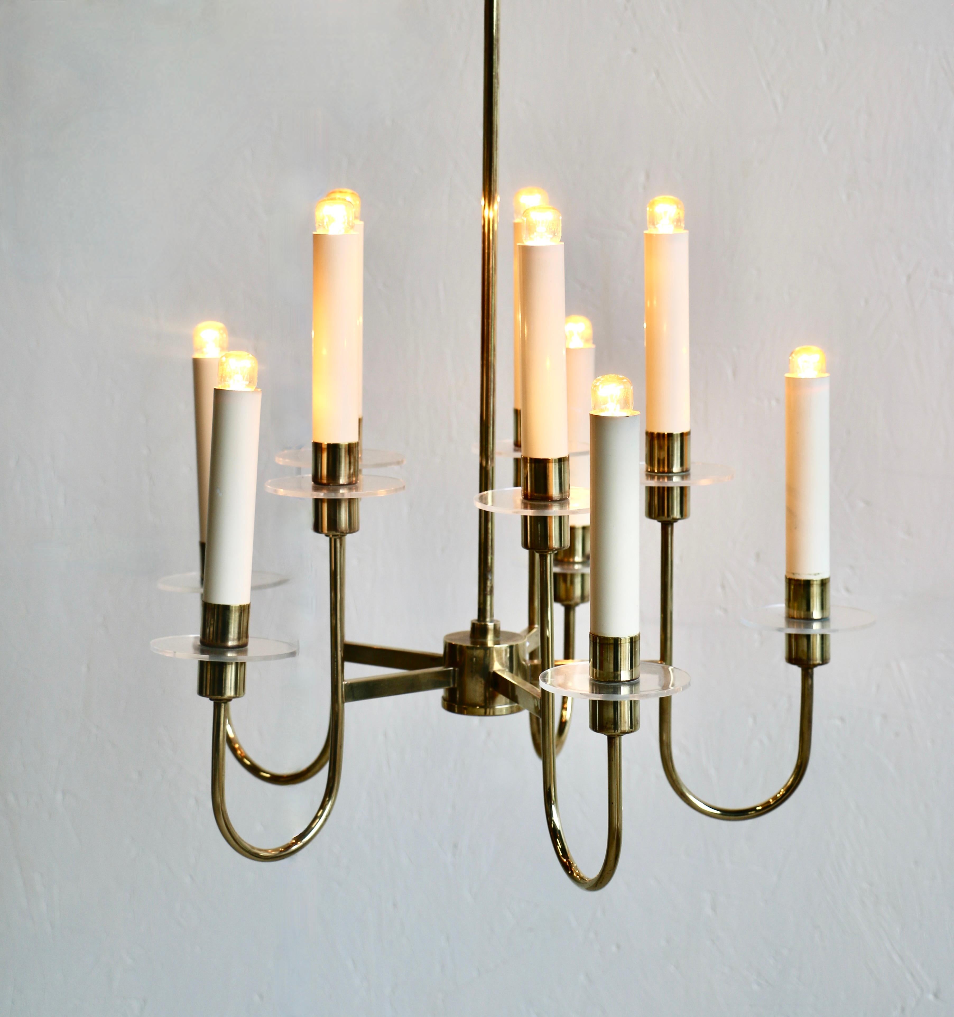 French A brass chandelier. France 60's. For Sale