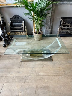 Brass, Chrome and Lucite Coffee Table by Belgo Chrome
