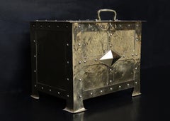 Brass Coal Bucket in the Neo-Gothic Manner