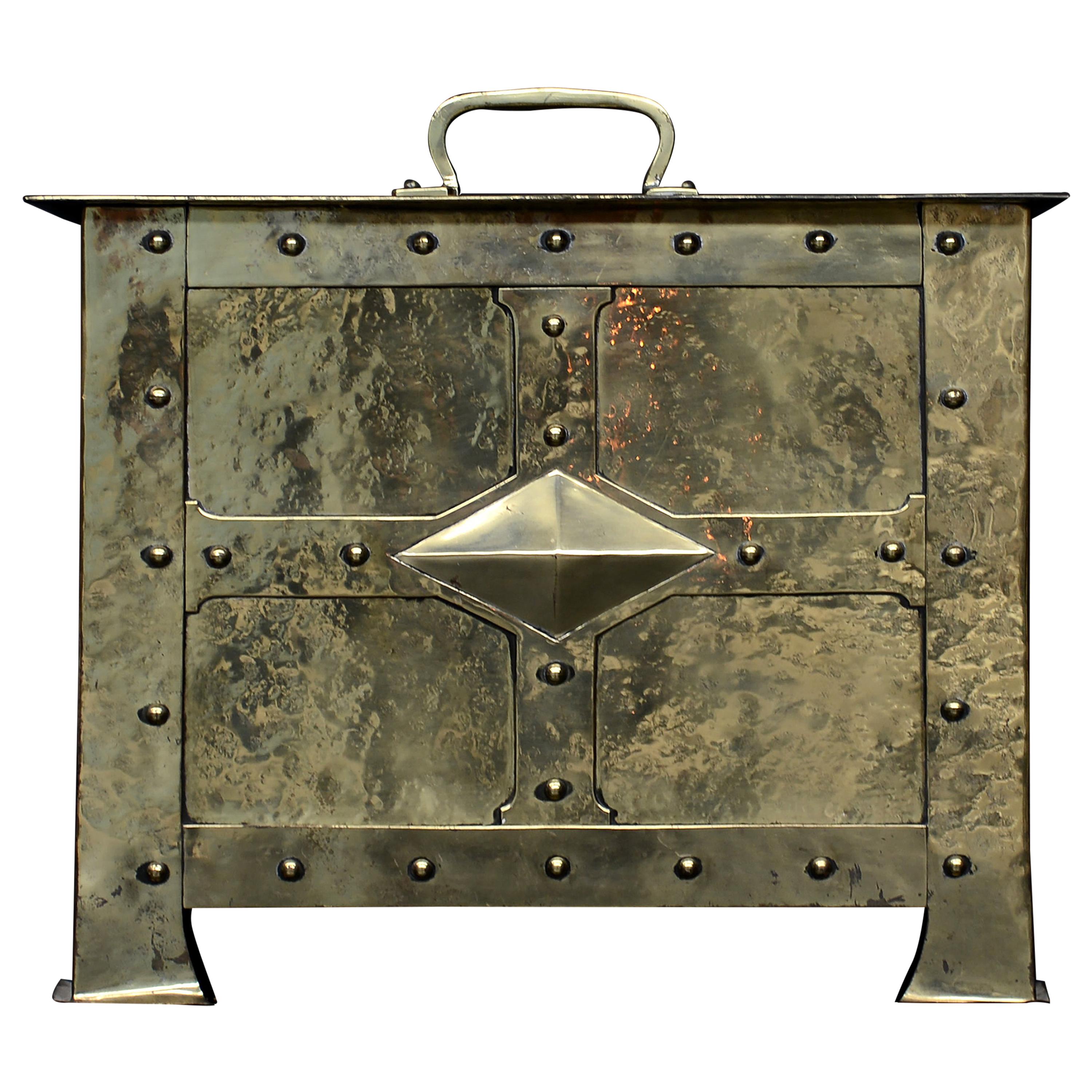 Brass Coal Bucket in the Neo-Gothic Manner For Sale