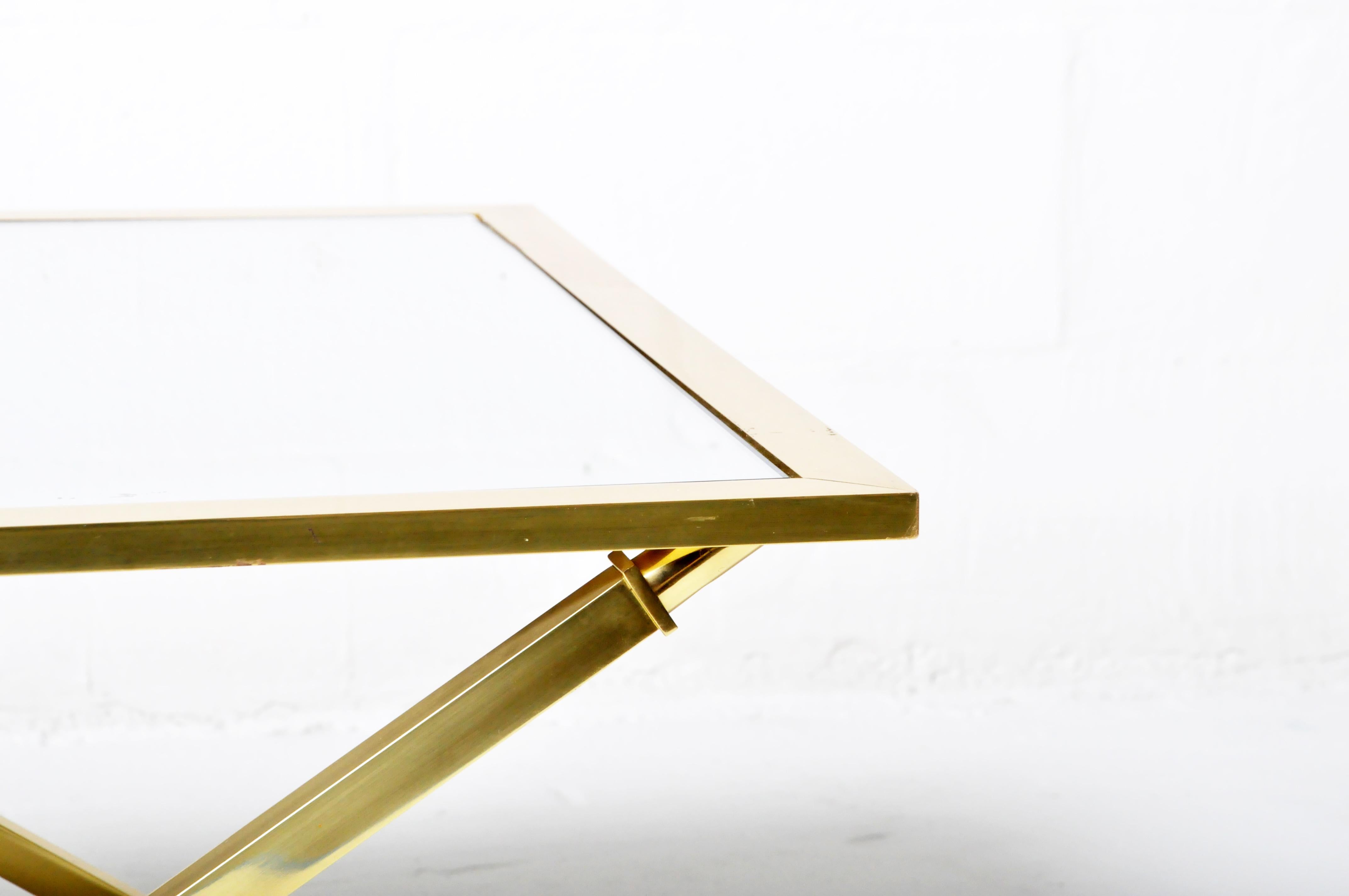 Brass Coffee Table with Mirror Top For Sale 1