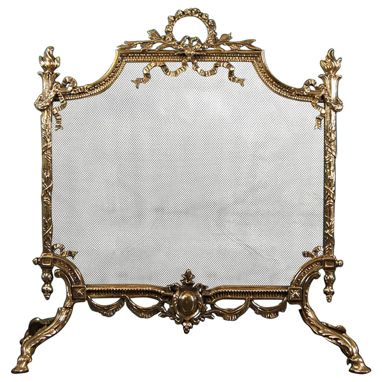 A Brass English Ornate Fire Screen