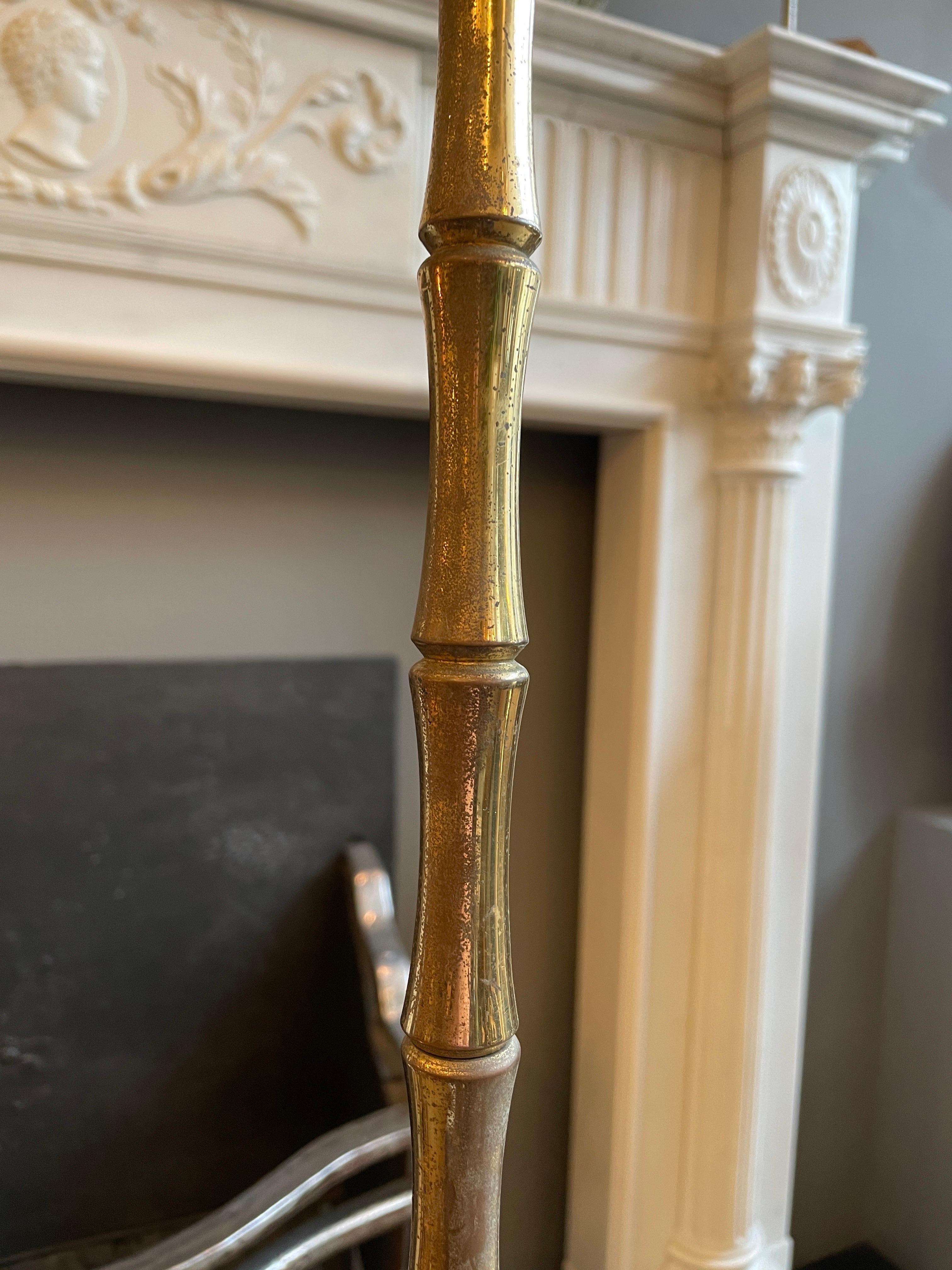 Brass Faux Bamboo French Floor Lamp In Good Condition For Sale In London, GB