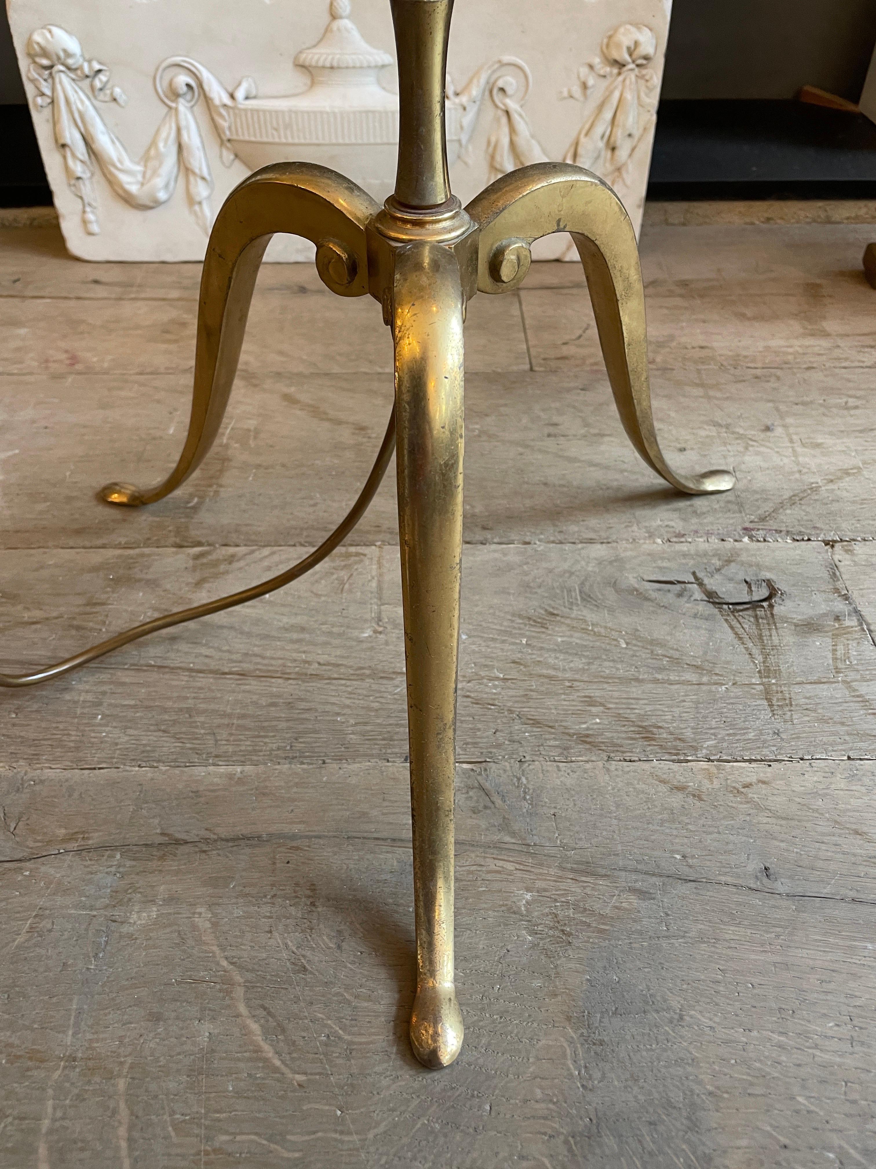 Mid-20th Century Brass Faux Bamboo French Floor Lamp For Sale