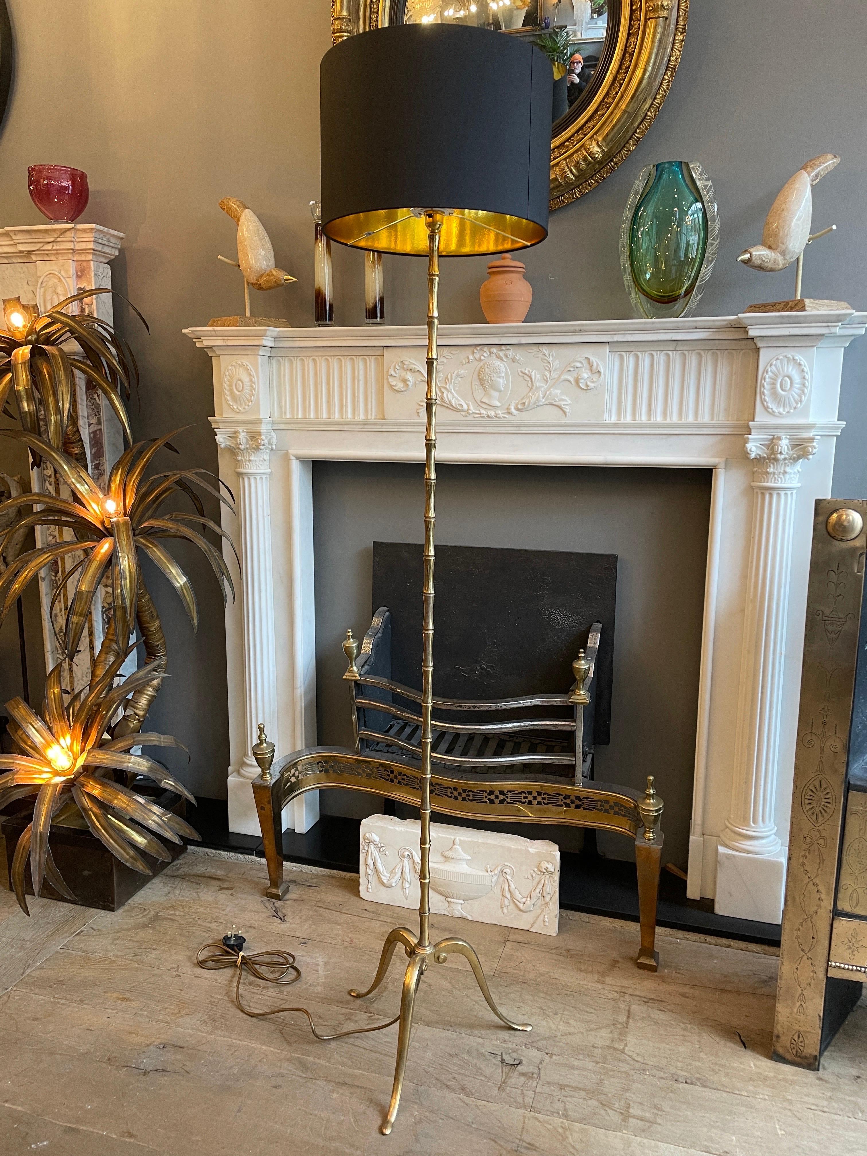 Brass Faux Bamboo French Floor Lamp For Sale 4