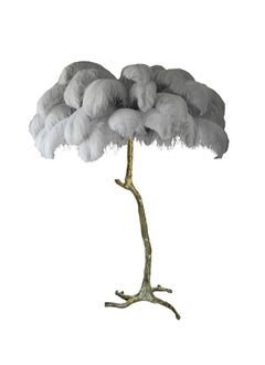 Brass Feather Floor Lamp, Cloud
