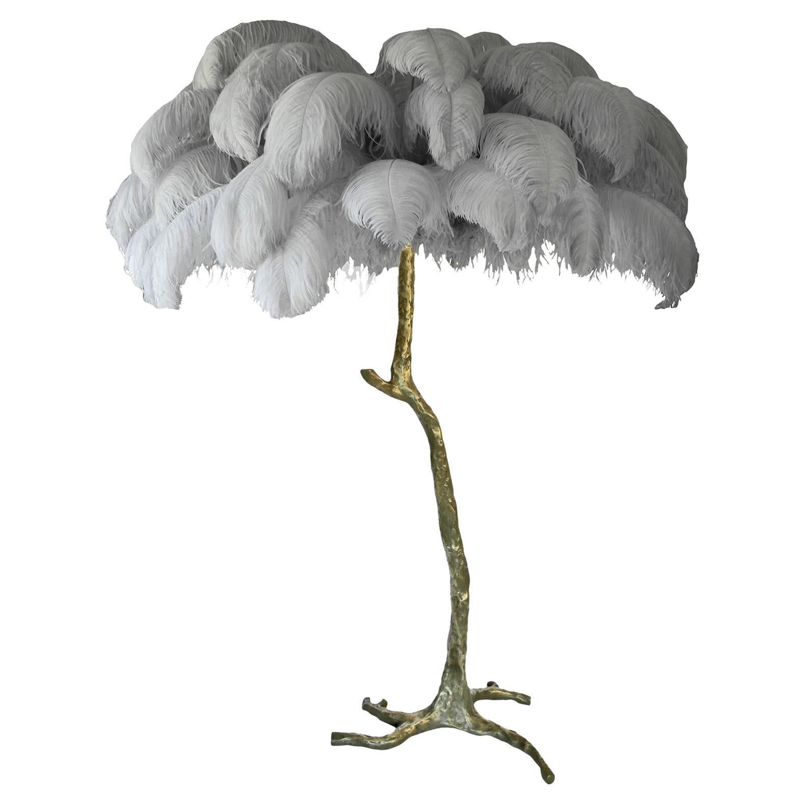 Brass Feather Floor Lamp, Cloud For Sale