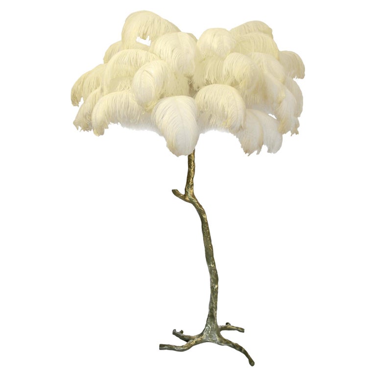 Brass Feather Floor Lamp, Natural For Sale at 1stDibs