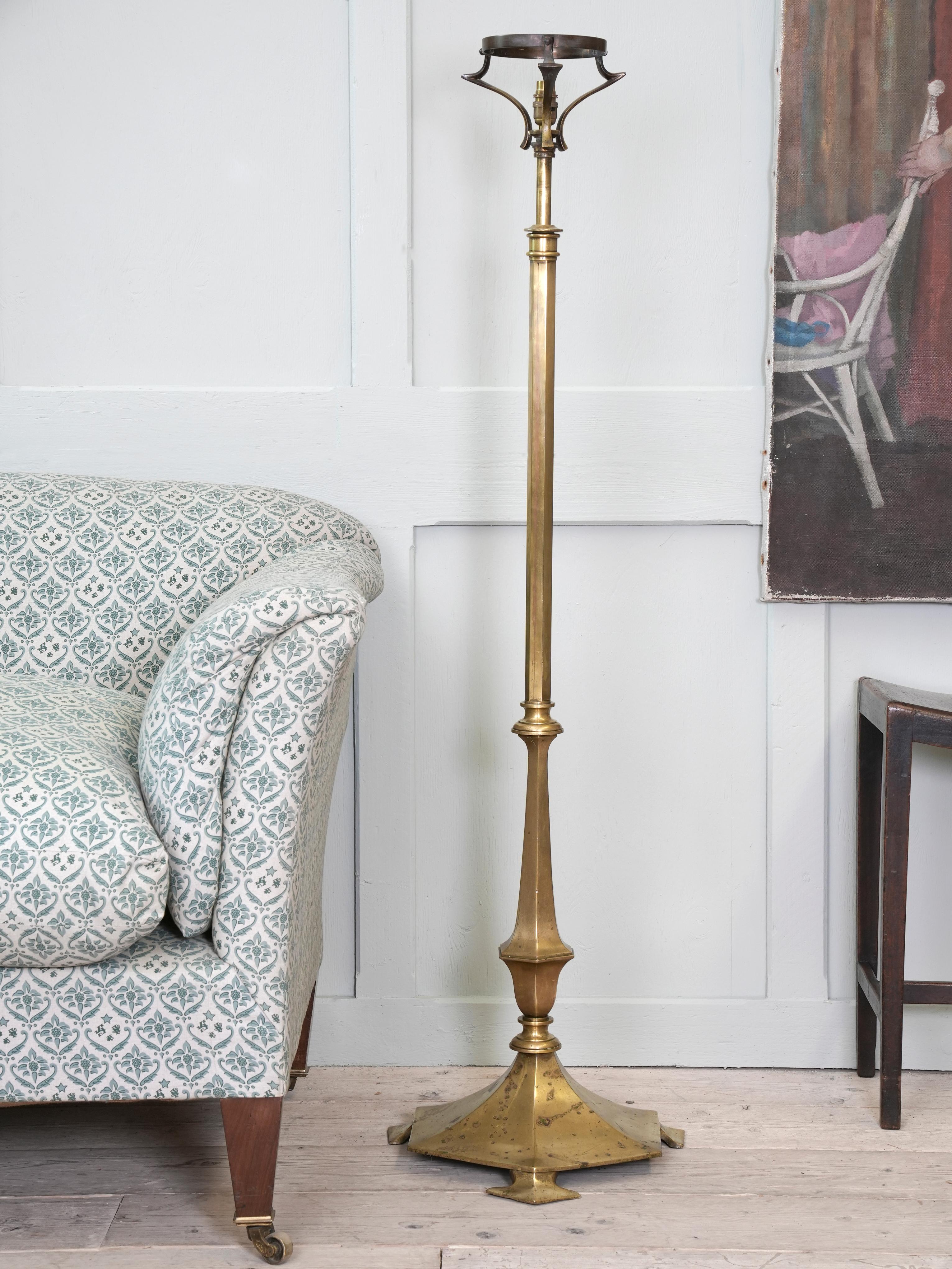 English Brass Floor Lamp by Faraday