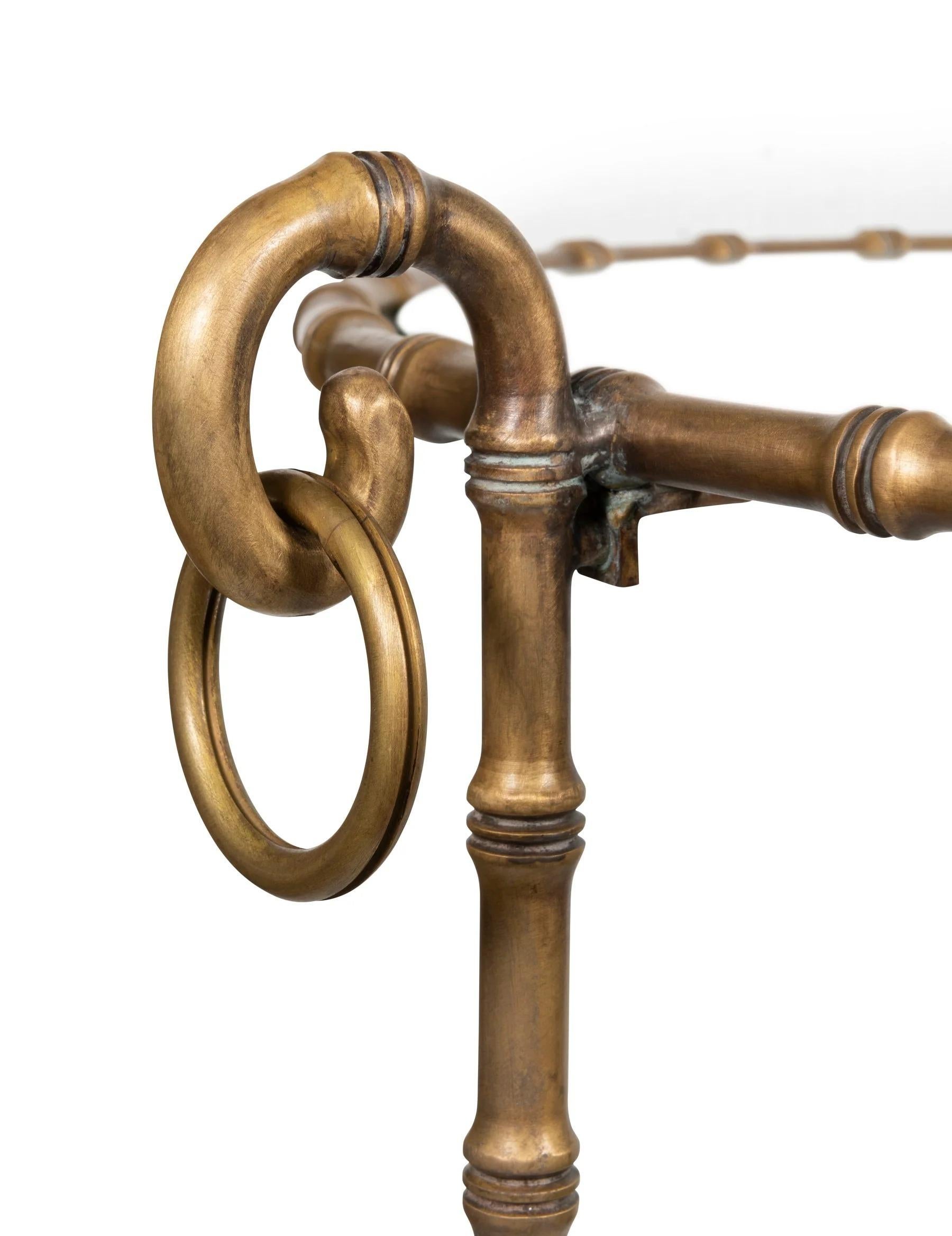 Cast A Brass Gueridon with Faux Bamboo Detail For Sale