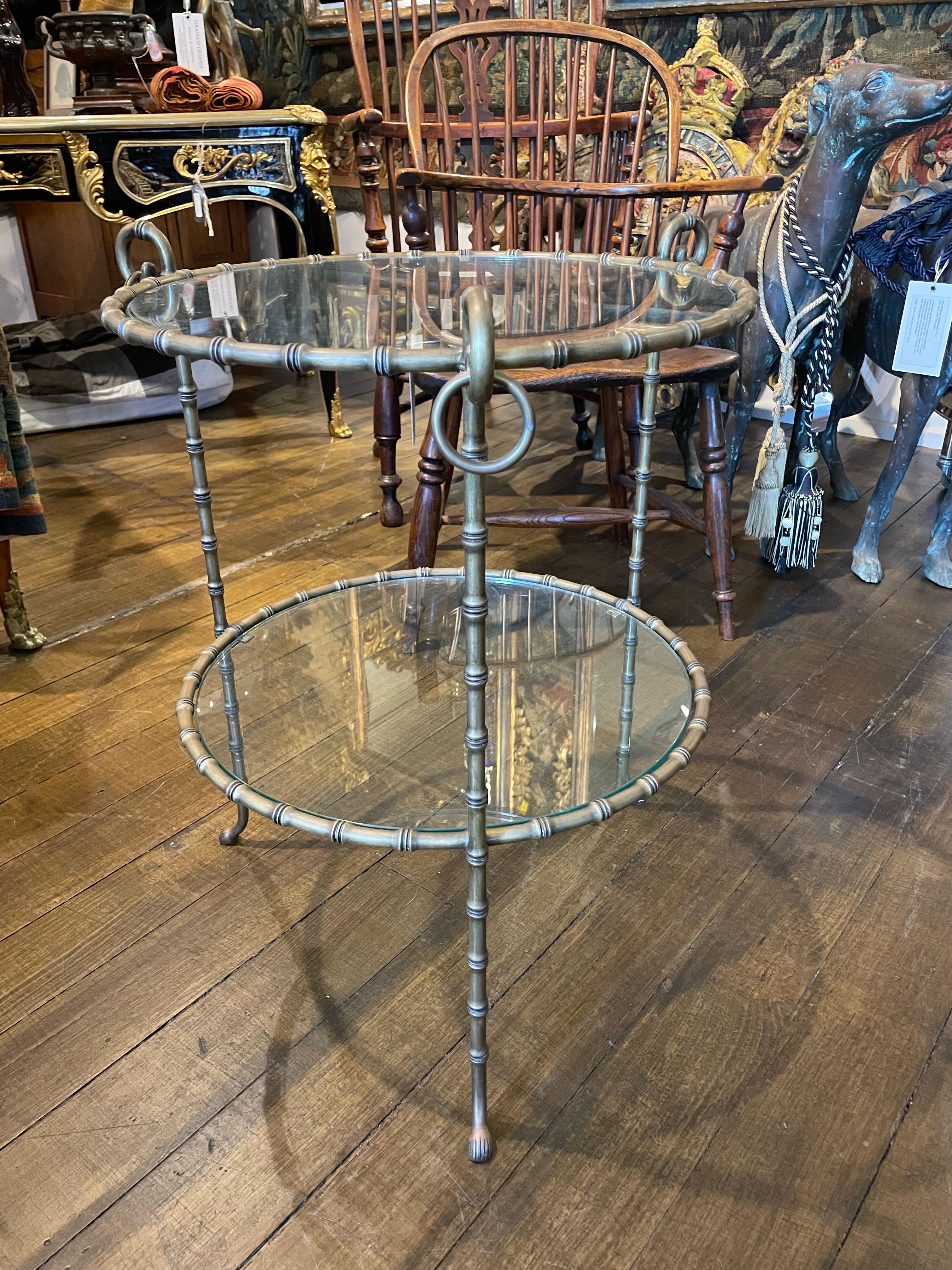 Contemporary A Brass Gueridon with Faux Bamboo Detail For Sale