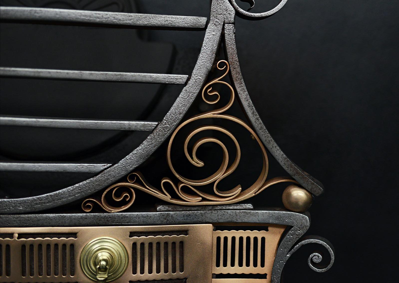 A Brass, Gunmetal and Steel Arts & Crafts Firebasket In Good Condition For Sale In London, GB