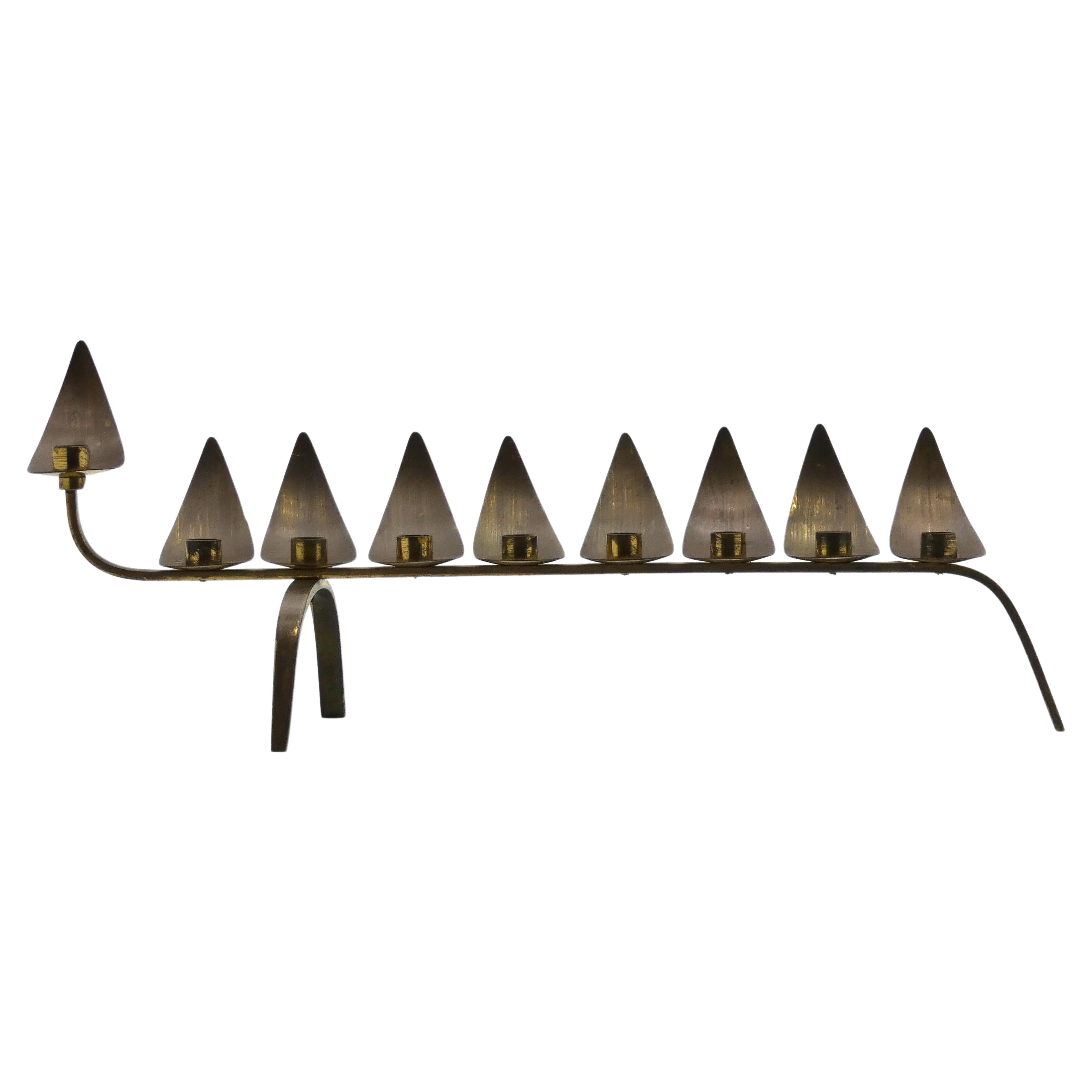 A Brass Hanukkah Lamp by Ludwig Wolpert For Sale