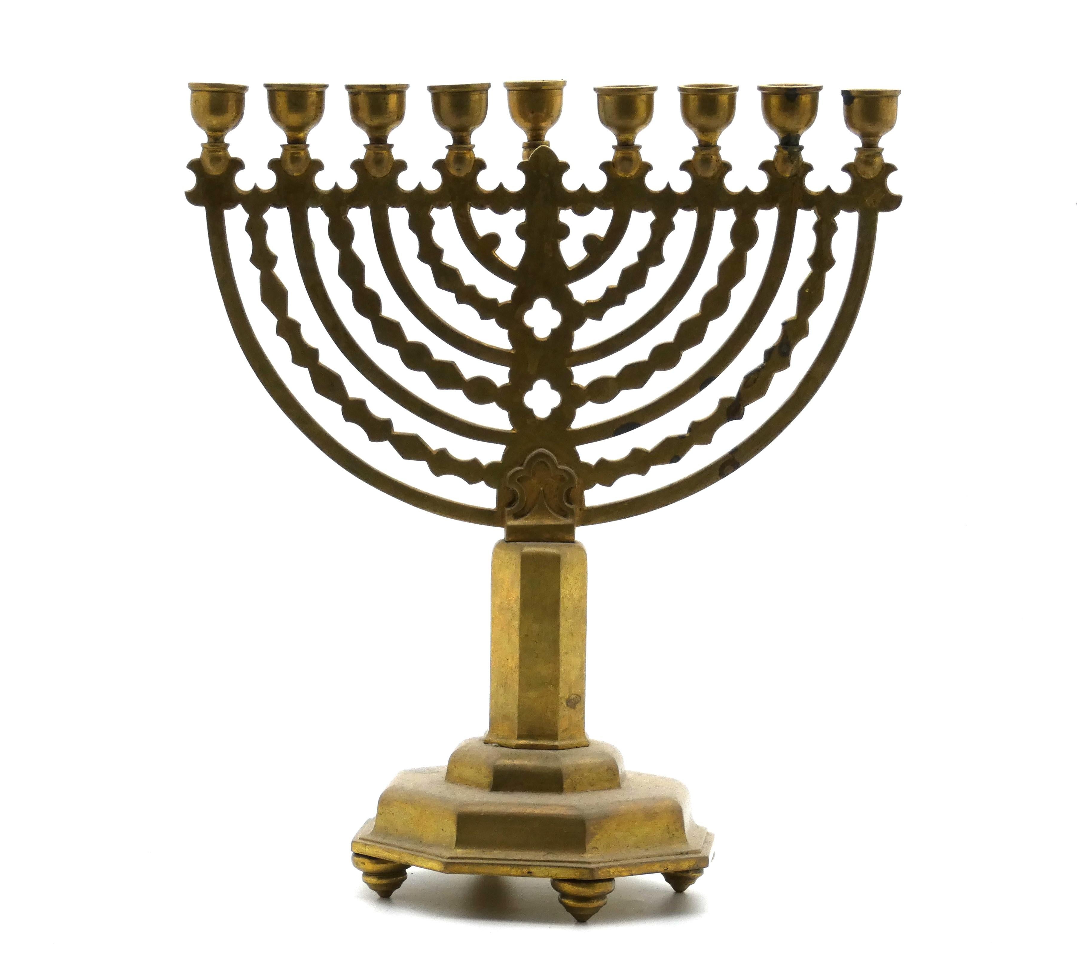 A German Brass Hanukkah Menorah early 20th century For Sale 2