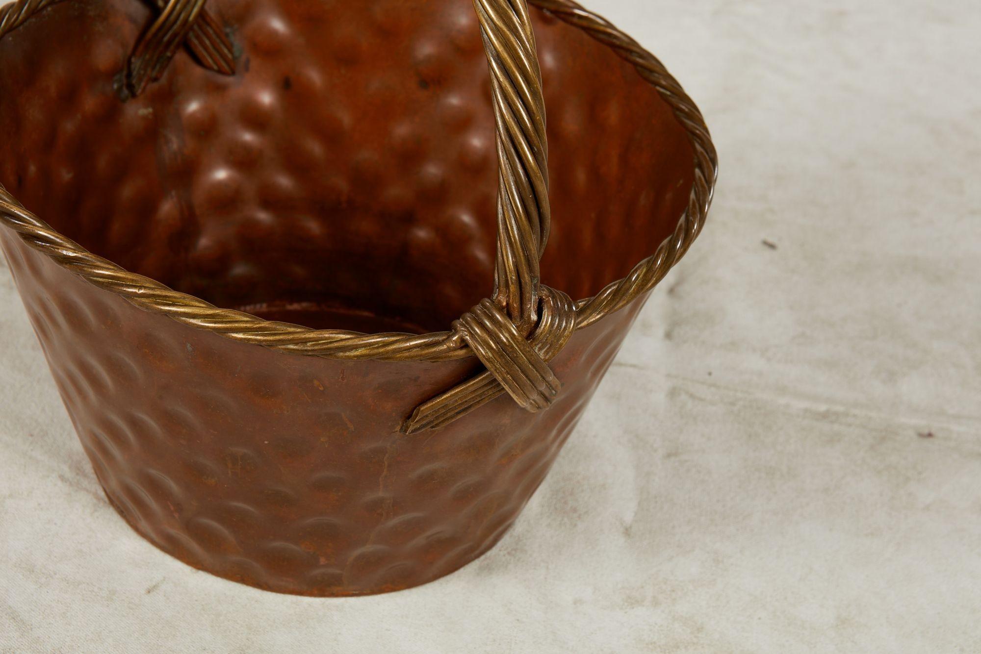 English A Brass Loop-Handled Dimpled Basket For Sale