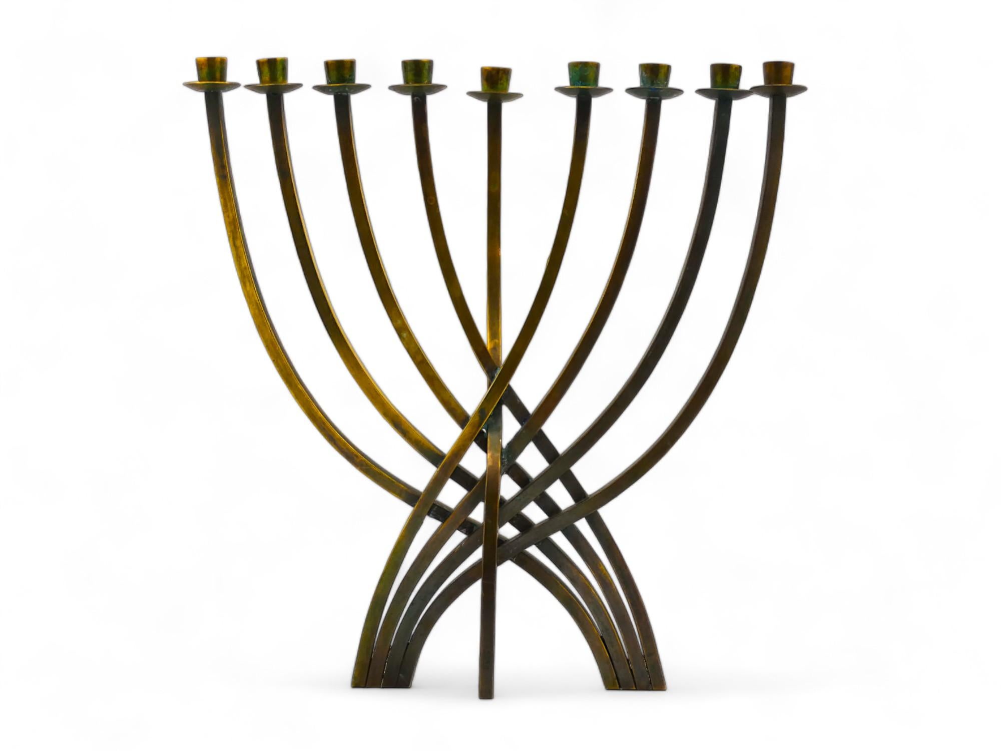 Bauhaus A Brass Menorah By Ludwig Wolpert For Sale