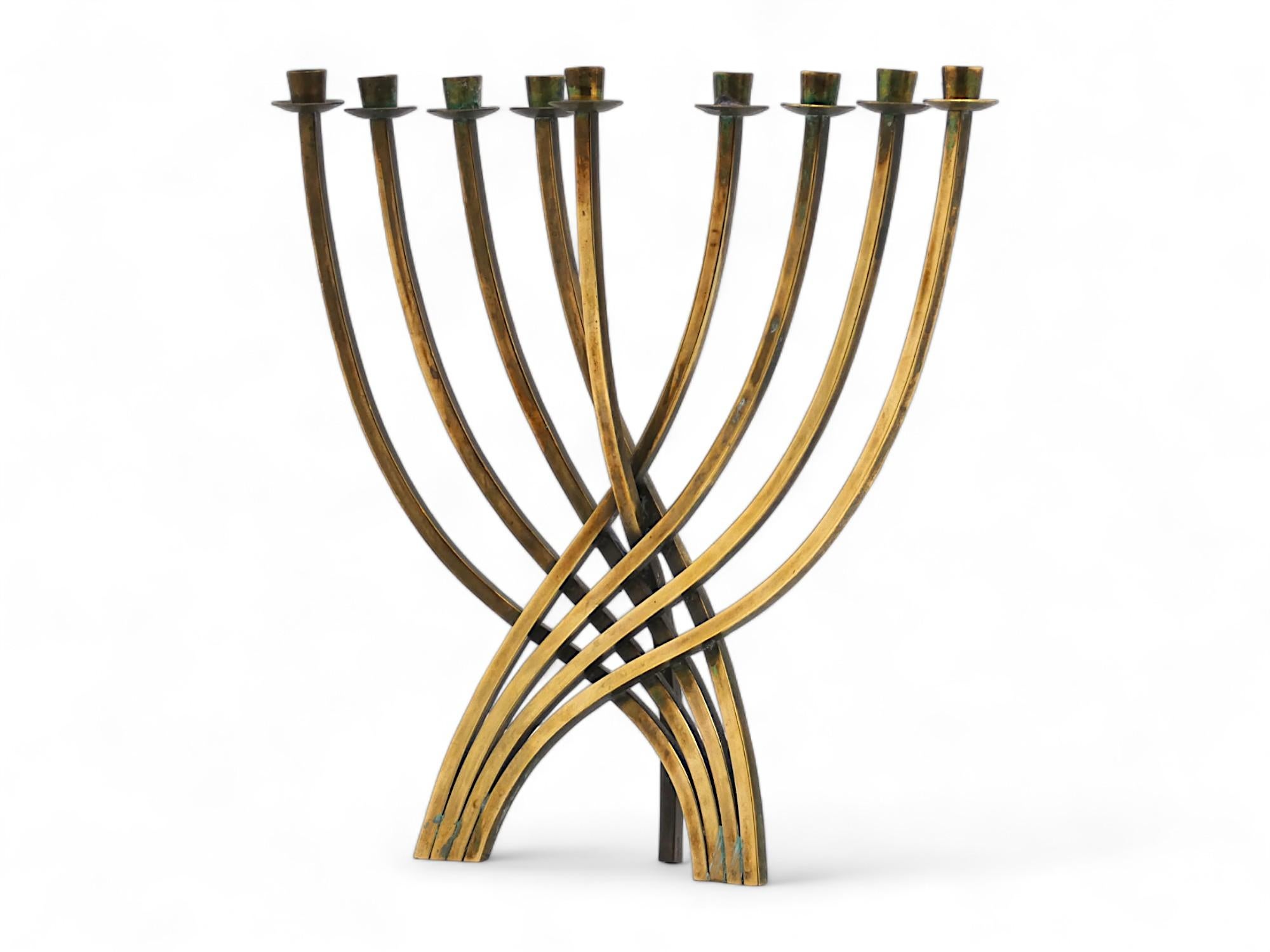 Israeli A Brass Menorah By Ludwig Wolpert For Sale