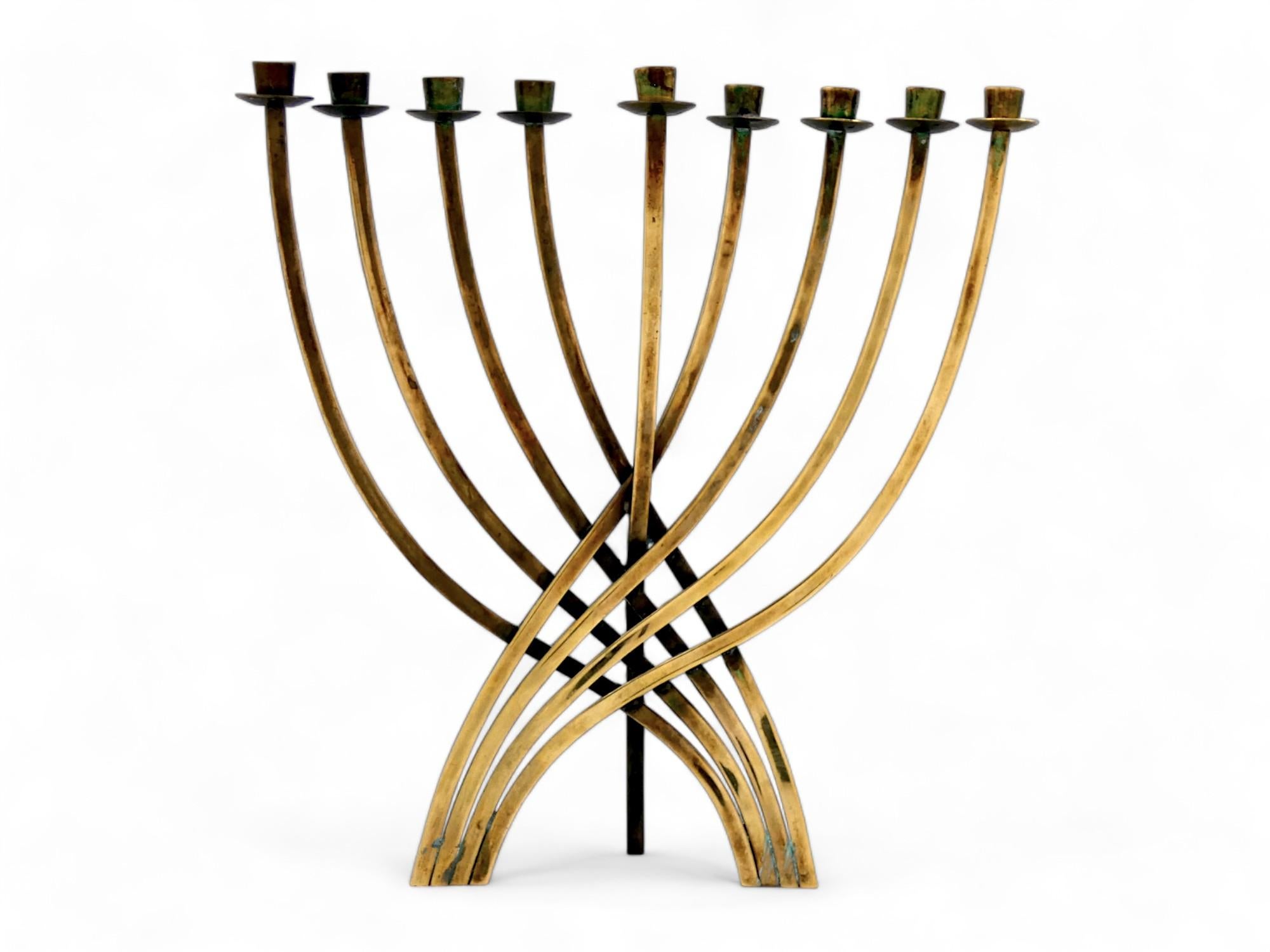 A Brass Menorah By Ludwig Wolpert In Good Condition For Sale In New York, NY