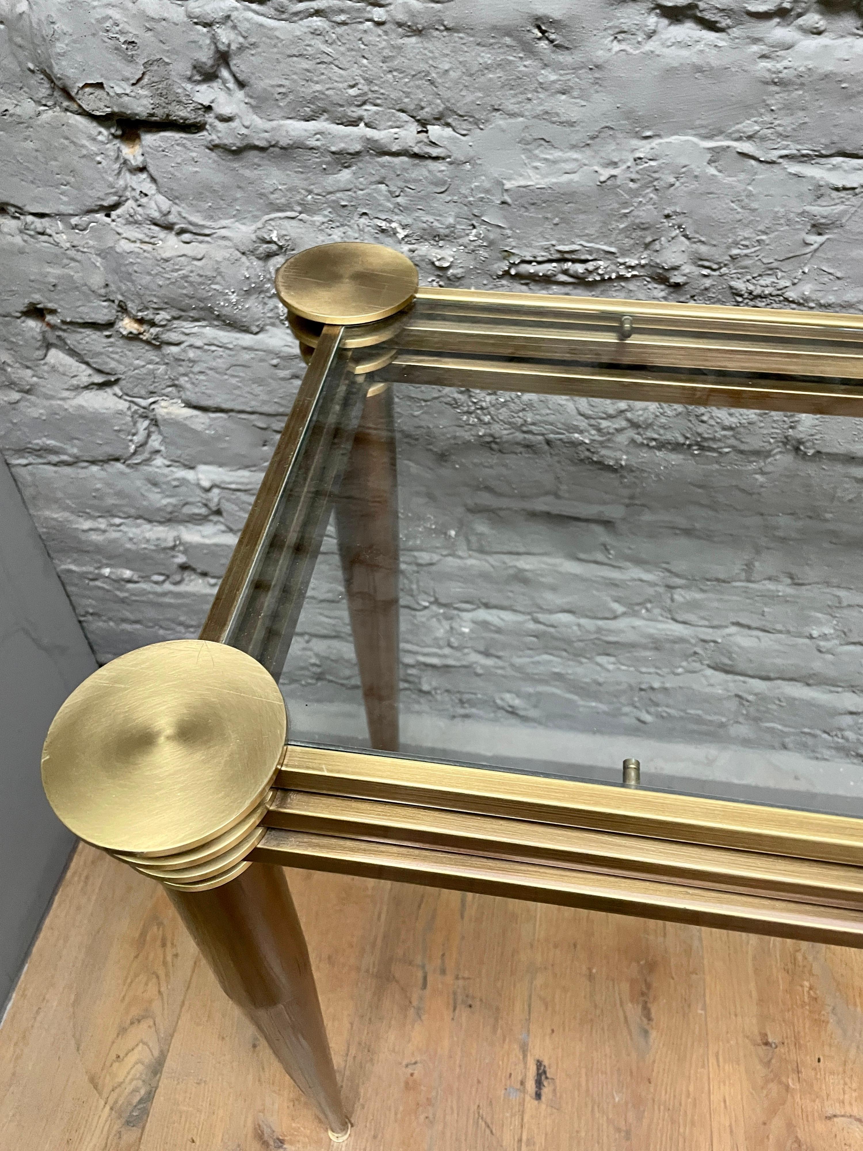 Patinated Brass Mid Century Style Console Table