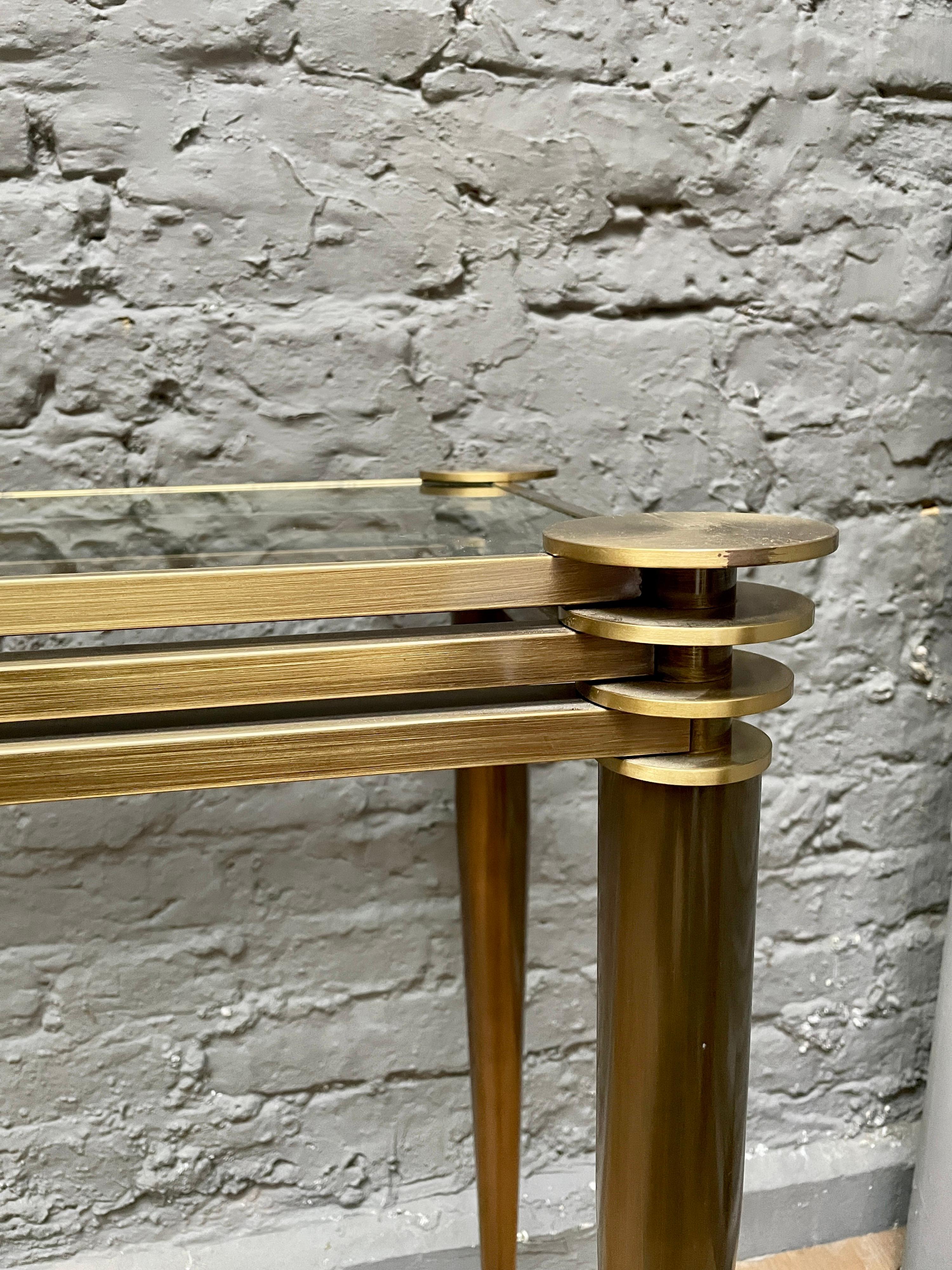 20th Century Brass Mid Century Style Console Table