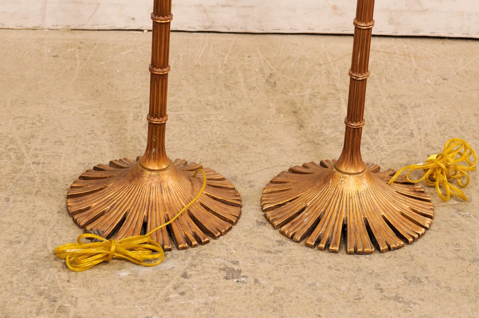 A Brass Pair of Chapman Bamboo Style Floor Lamps, Rewired for US For Sale 6