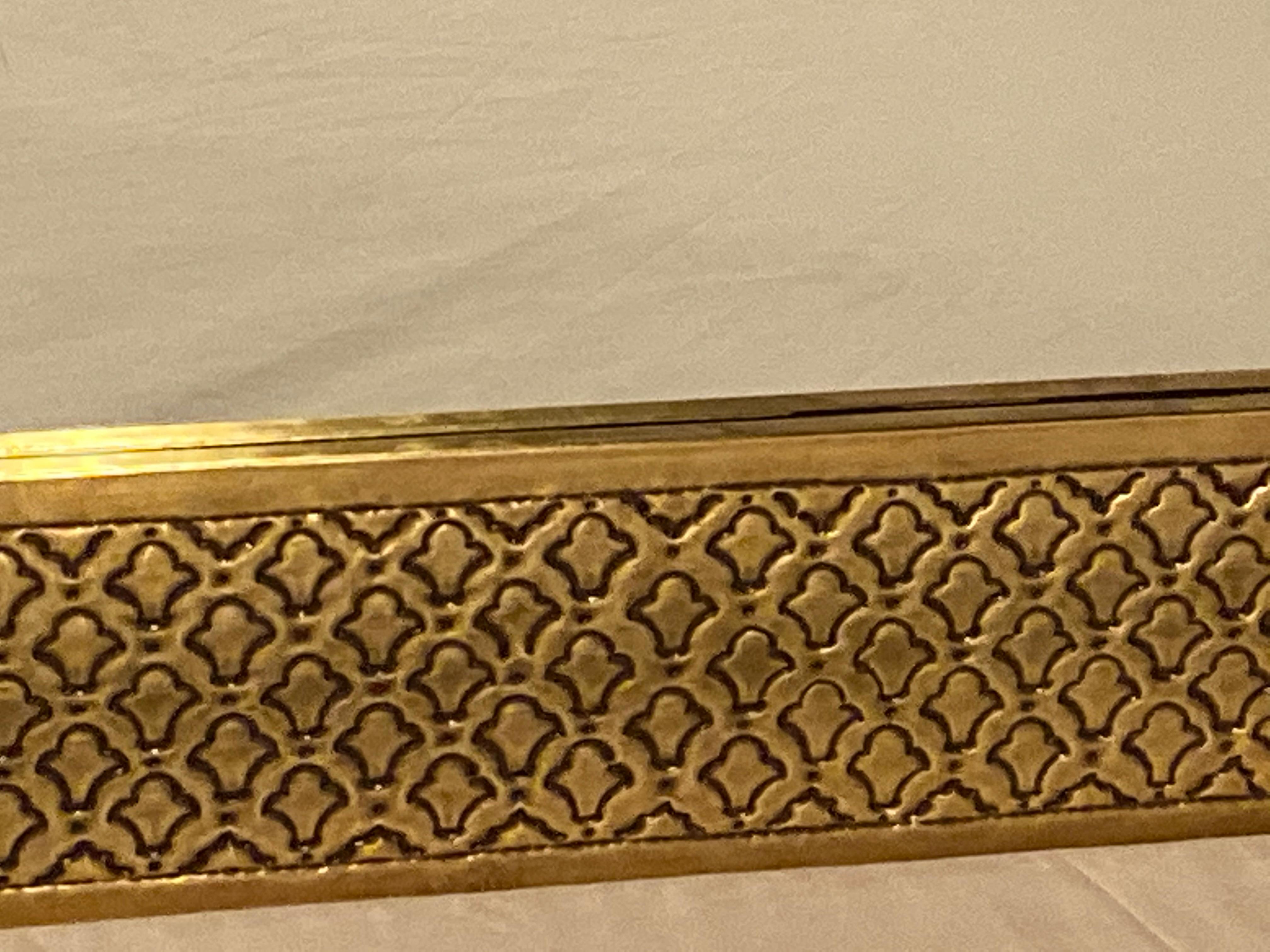 Modern Brass Floor or Console Mirror Hand Hammered Diamond Riveted Design For Sale 3